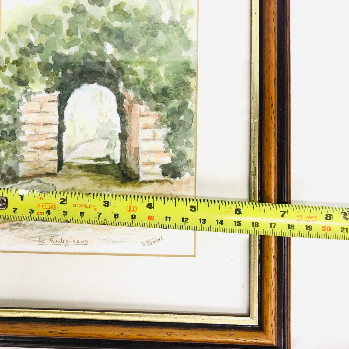 Original Hannah Stevens Watercolor Painting "Le Rendez-vous" Garden Arch Framed Art