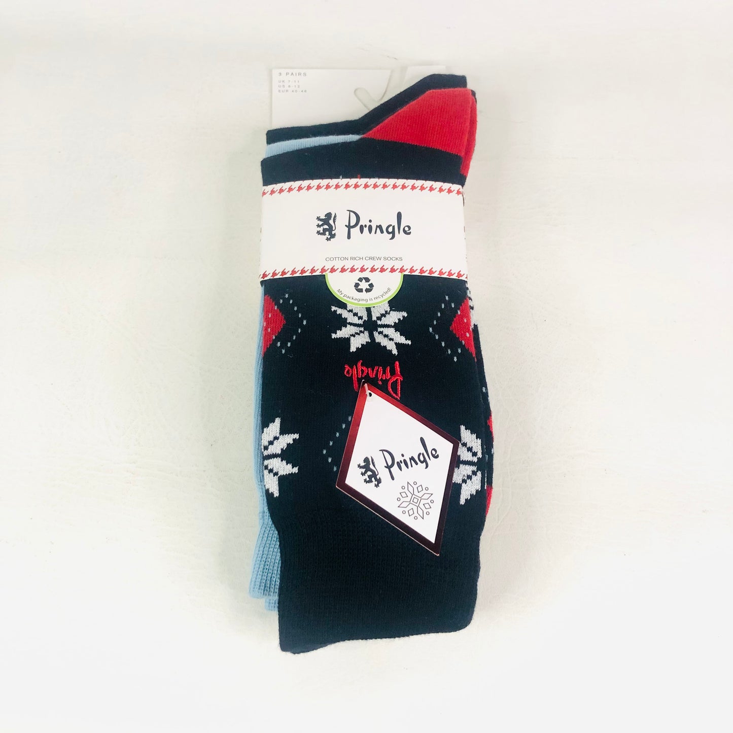 PRINGLE Mens Cotton Leisure Socks 3 pairs Navy Blue Size UK 7-11 RRP £20 NEW