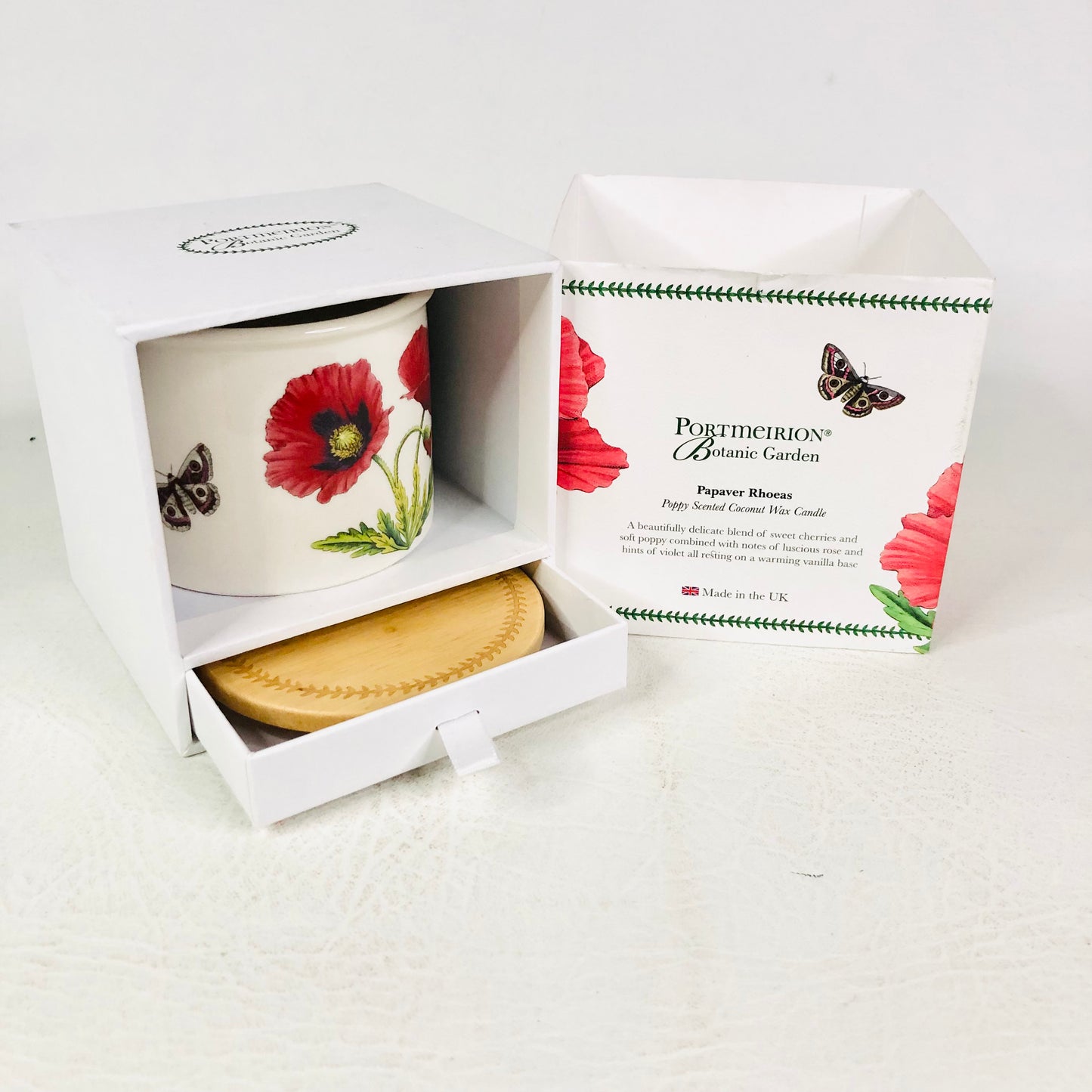Portmeirion Botanic Garden Papaver Rhoeas Poppy Scented Coconut Wax Candle NEW