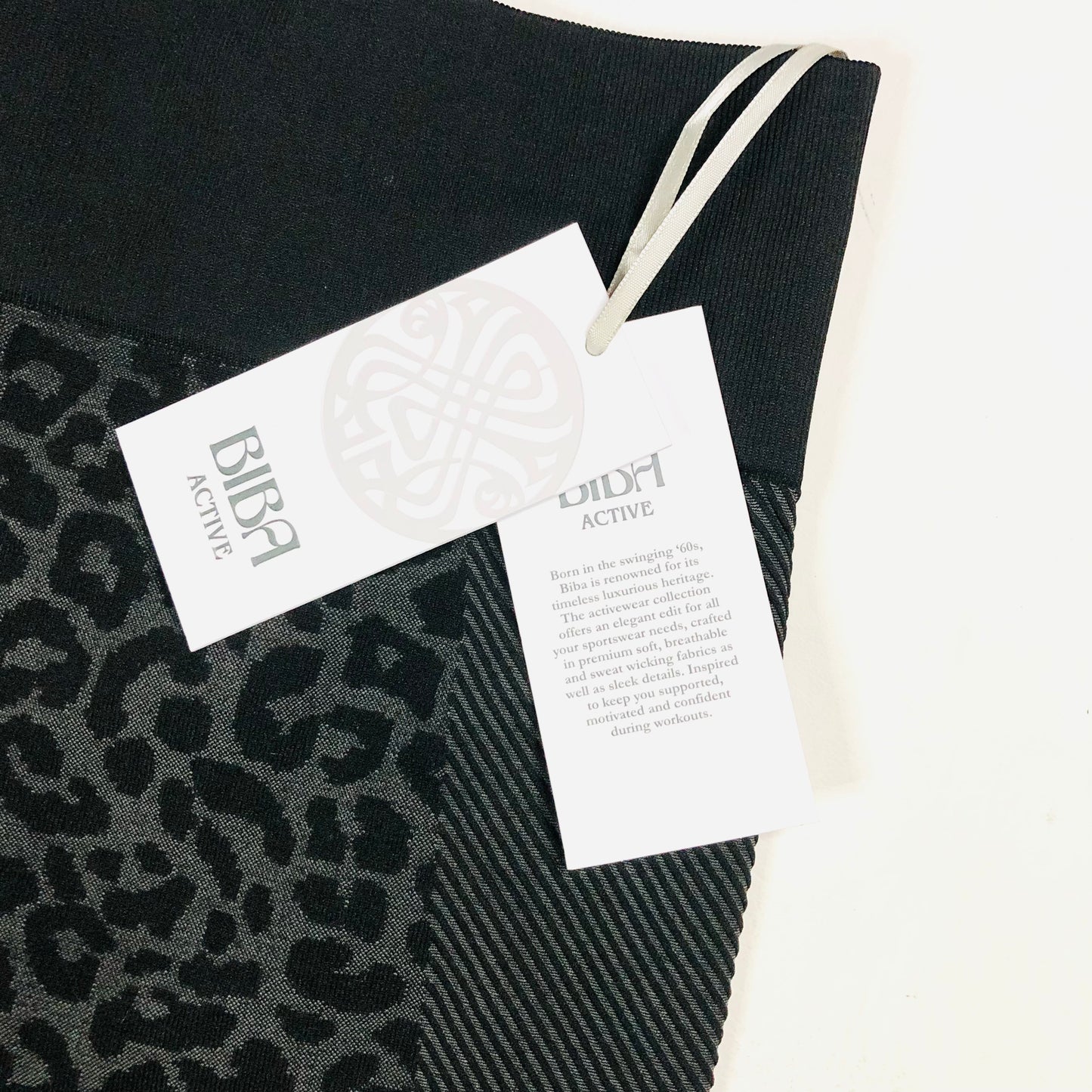 Biba Active Sports Bra & High Waist Leggings Gym Set Black Leopard Size 12 NEW