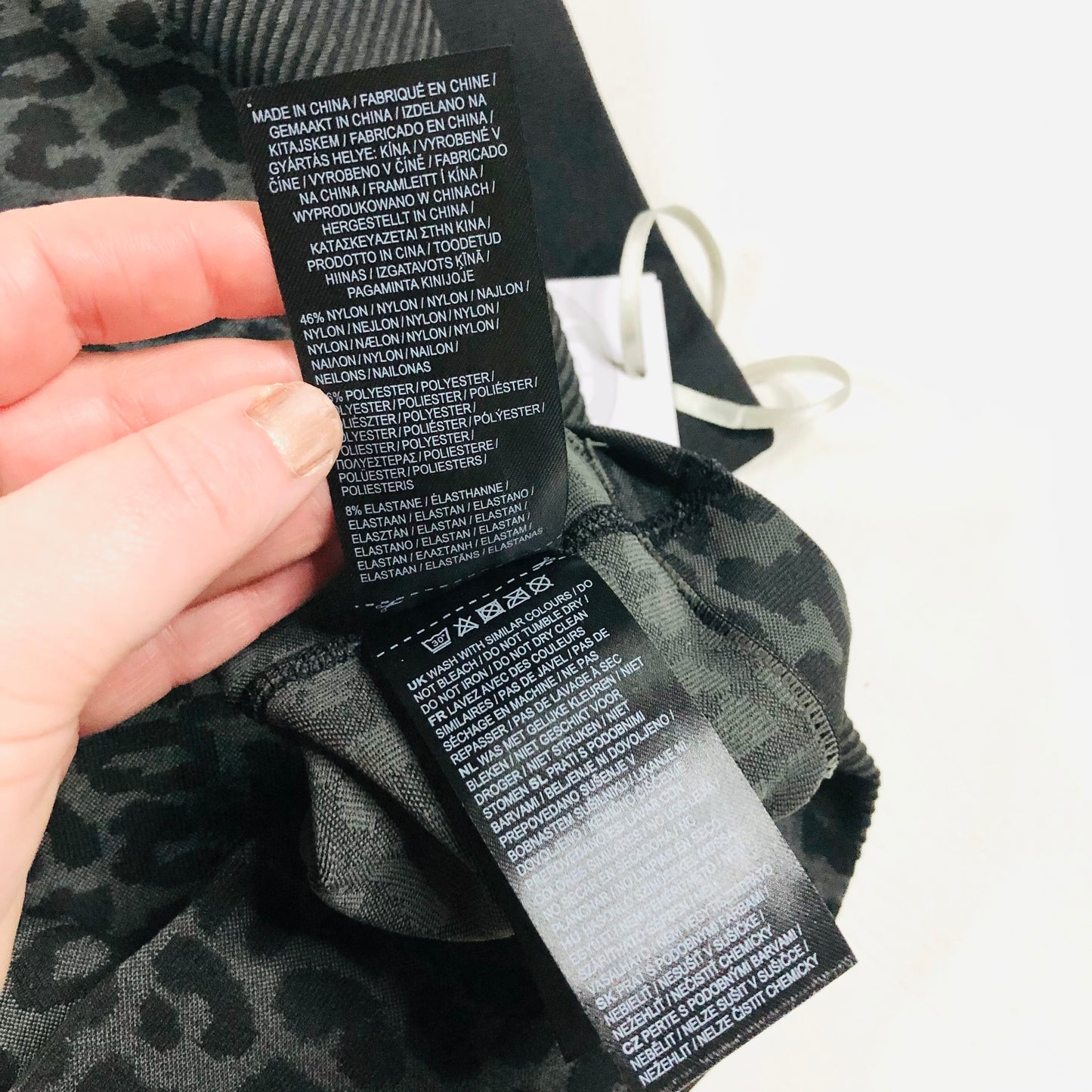 Biba Active Sports Bra & High Waist Leggings Gym Set Black Leopard Size 12 NEW