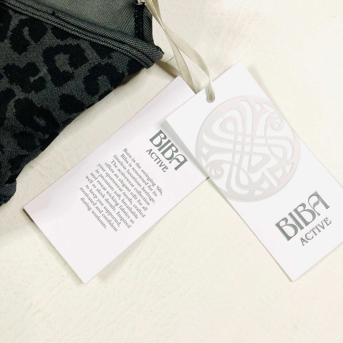 Biba Active Sports Bra & High Waist Leggings Gym Set Black Leopard Size 12 NEW