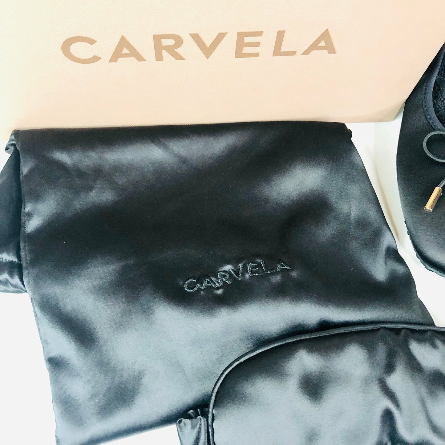 CARVELA Black Satin Fantasy Sleep & Slippers Set Large UK4/5 - £75 NEW & Boxed