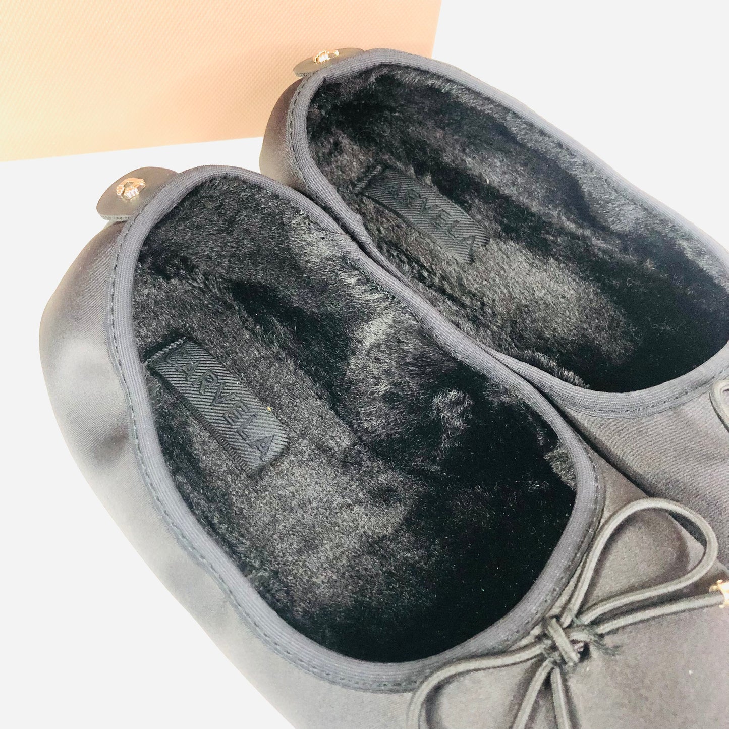 CARVELA Black Satin Fantasy Sleep & Slippers Set Large UK4/5 - £75 NEW & Boxed