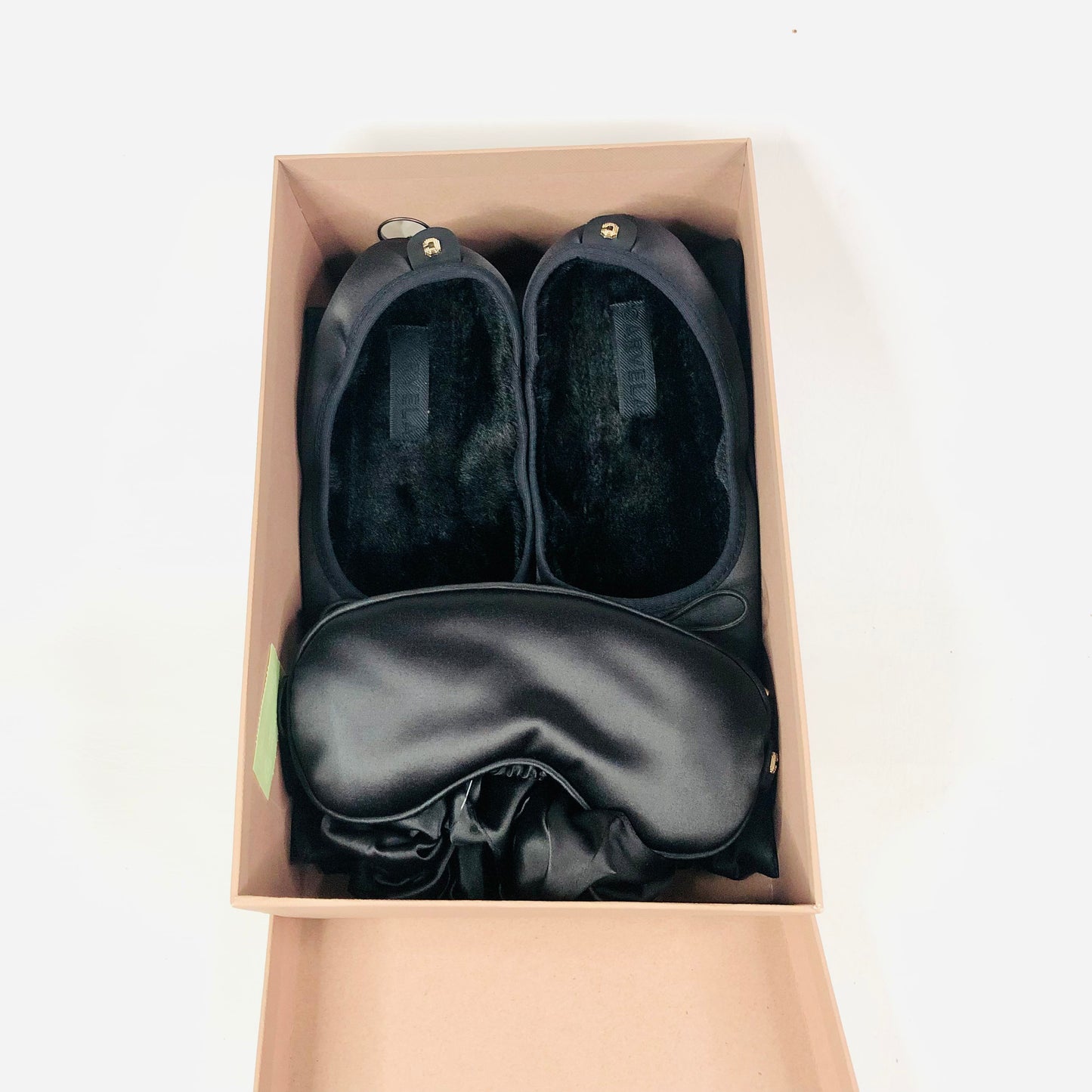 CARVELA Black Satin Fantasy Sleep & Slippers Set Large UK4/5 - £75 NEW & Boxed