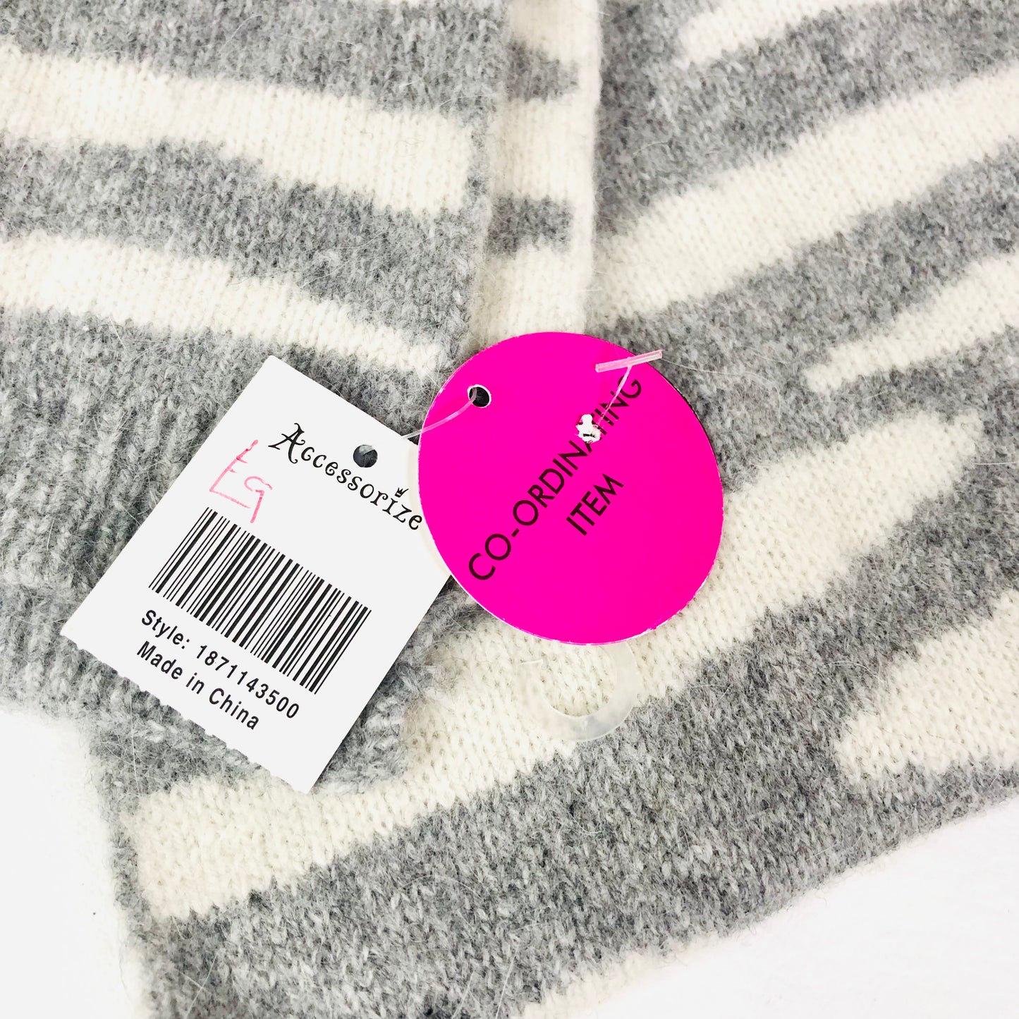 Accessorize Grey & White Zebra Print Wool Knit Scarf NEW