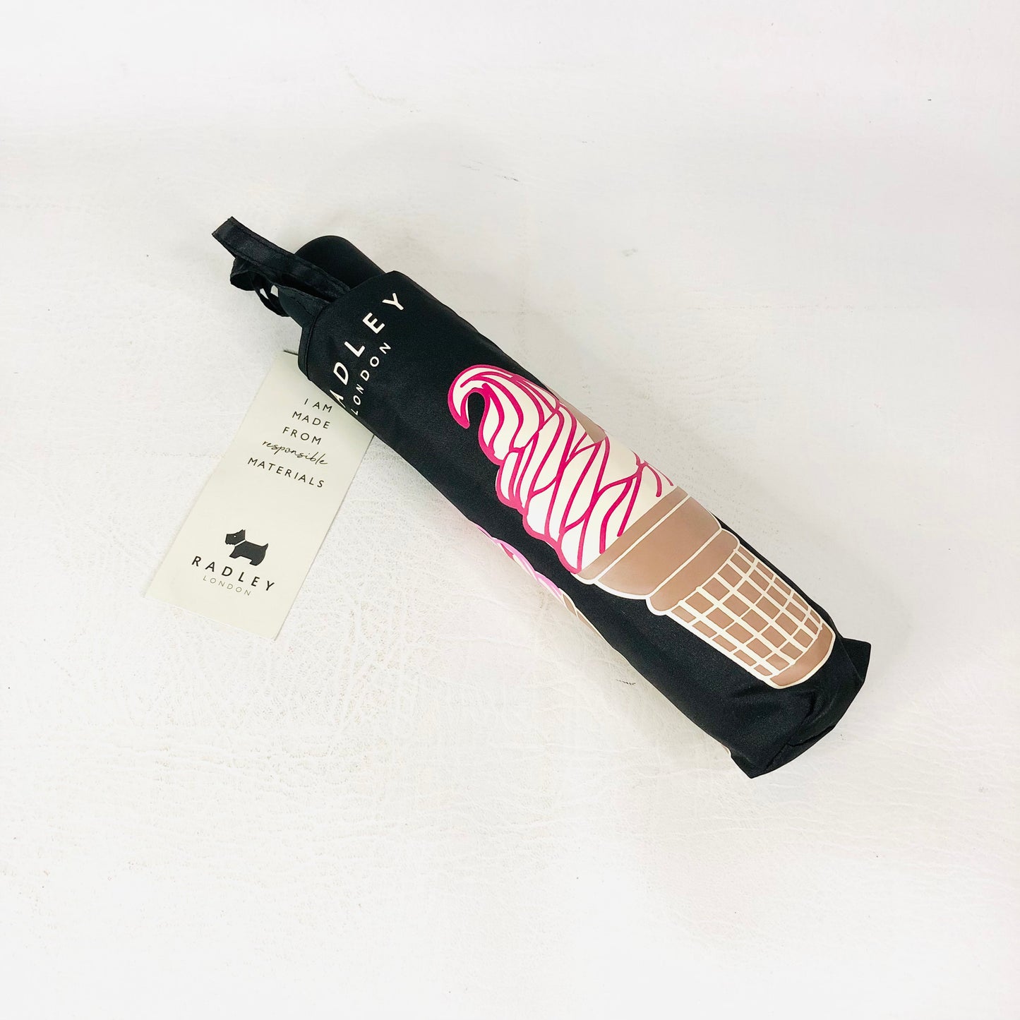 Radley London ‘Feeling Sweet’ Ice Cream Black Foldaway Umbrella NEW RRP £31