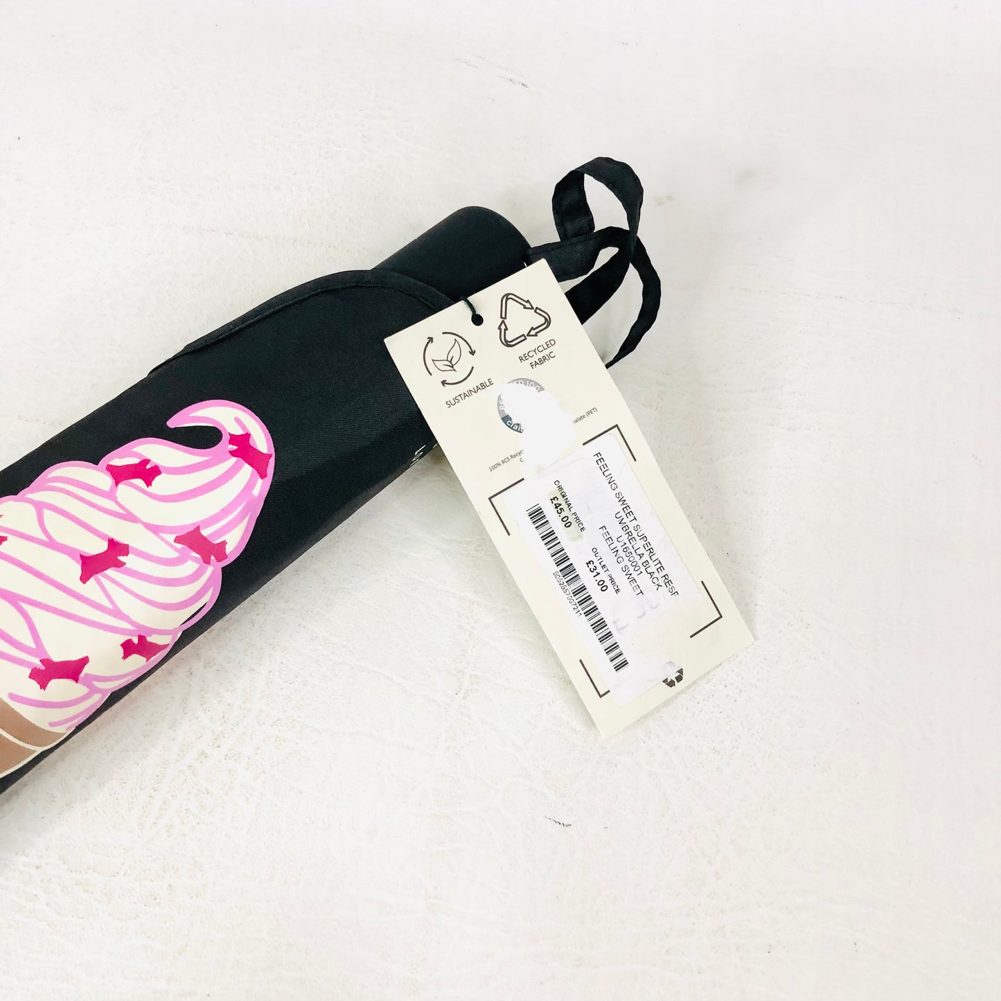 Radley London ‘Feeling Sweet’ Ice Cream Black Foldaway Umbrella NEW RRP £31