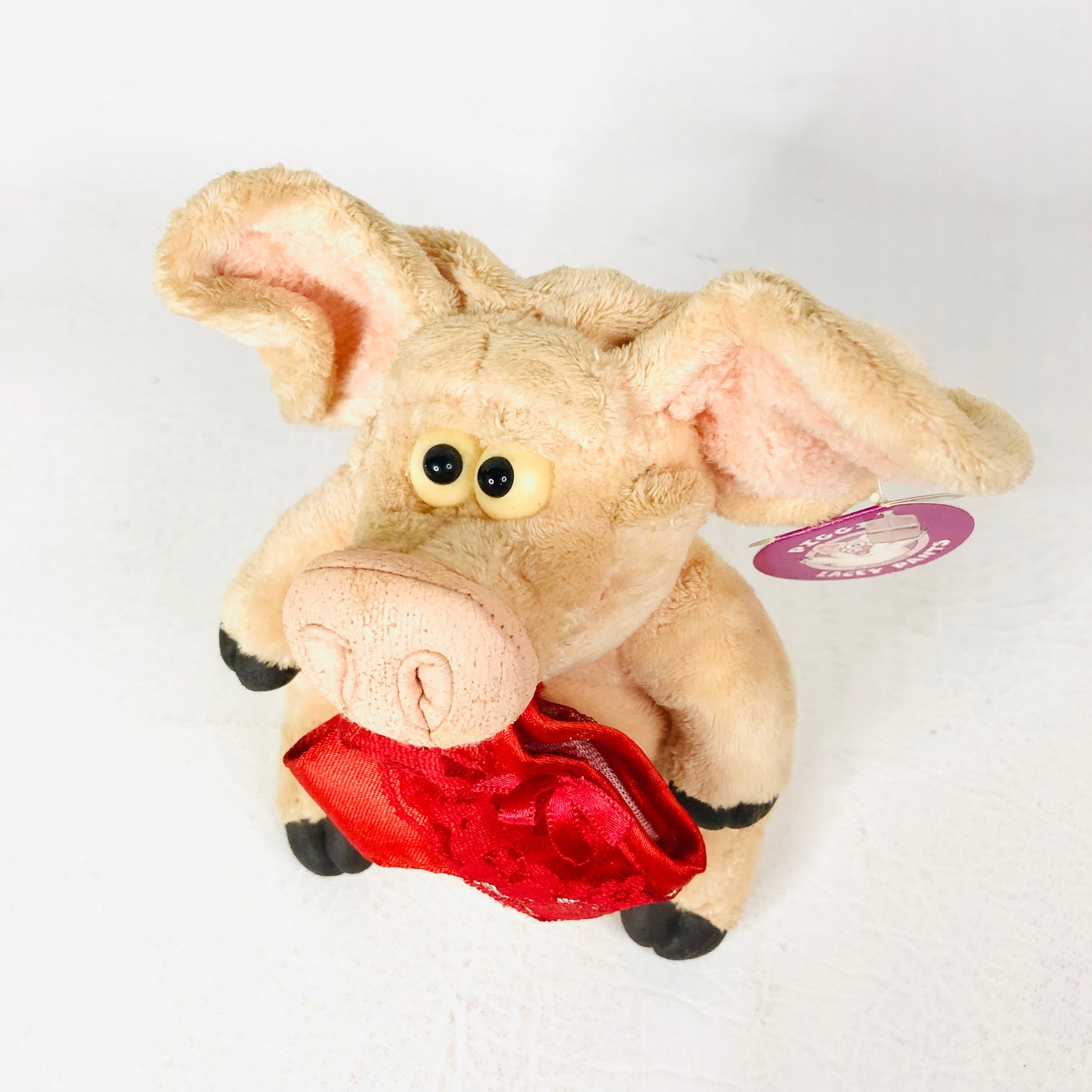 Piggin’ Big Ears Novelty Plush Lacy Red Pants Knickers Y2K Soft Toy