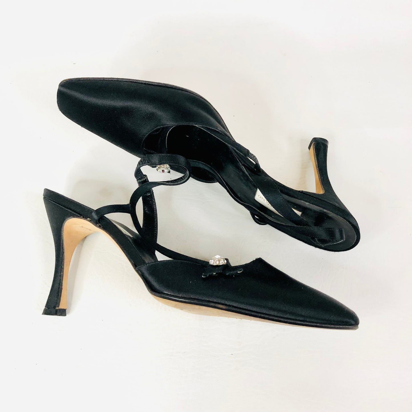 Vera Wang Vintage Black Satin Slingback Pump Court Shoes Evening Heels Size 5/6