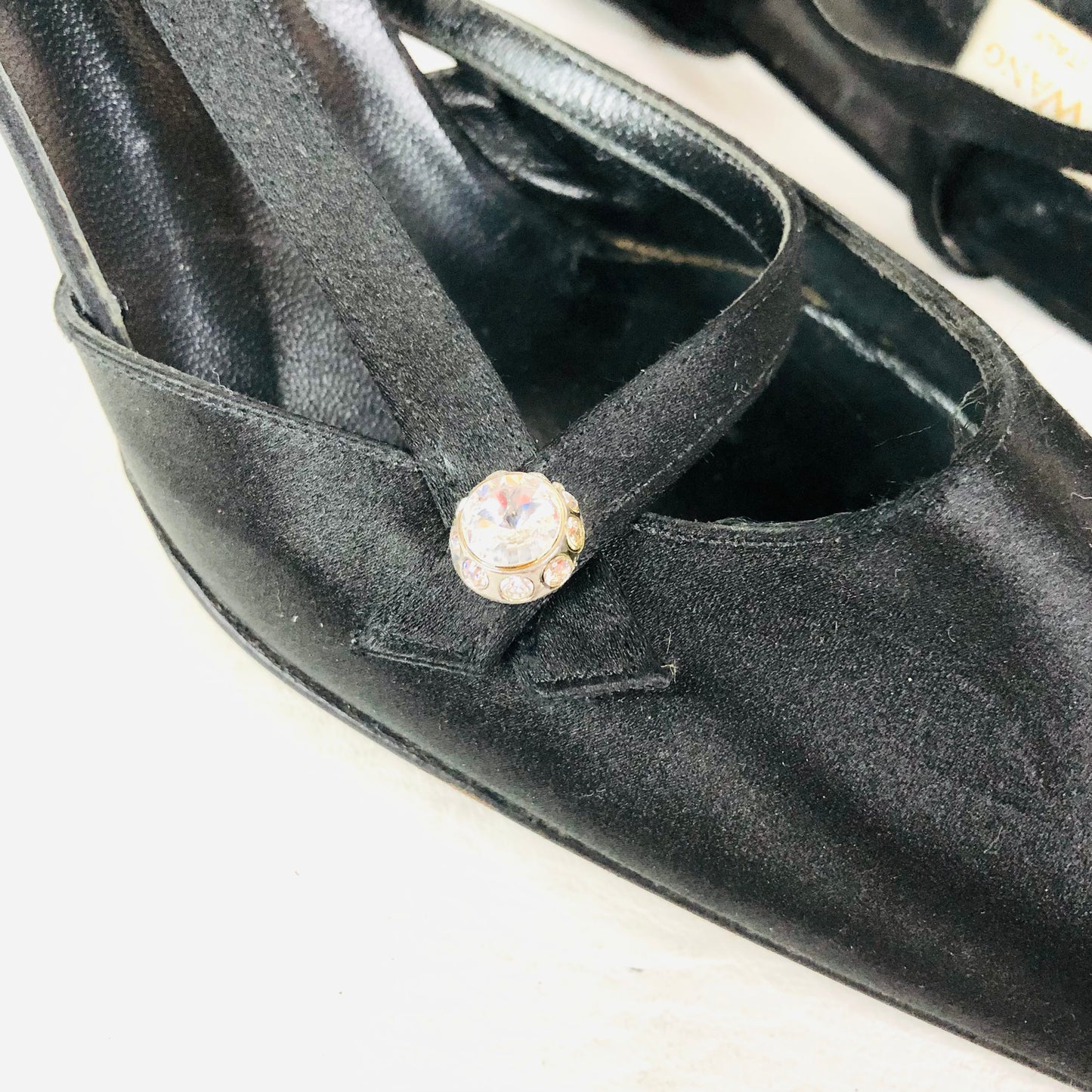 Vera Wang Vintage Black Satin Slingback Pump Court Shoes Evening Heels Size 5/6