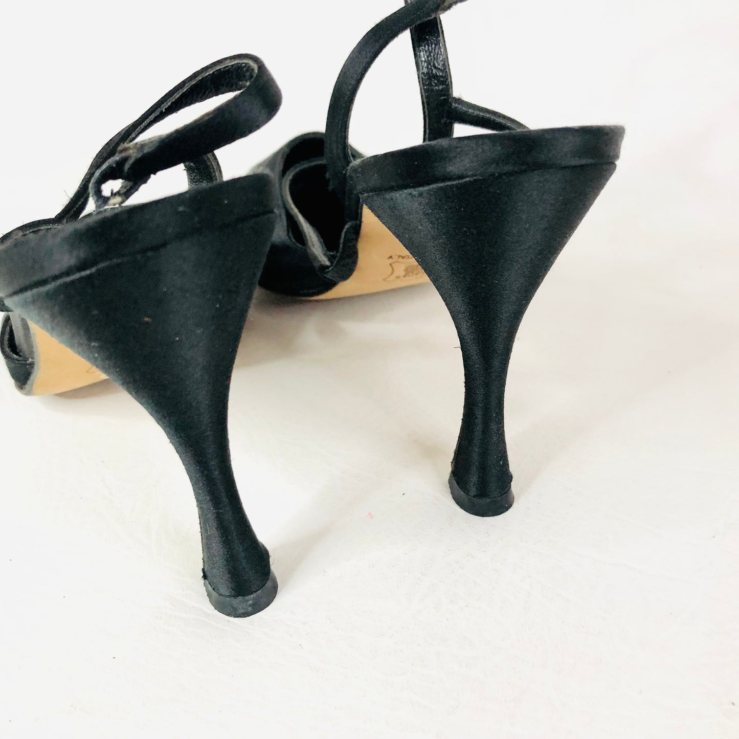 Vera Wang Vintage Black Satin Slingback Pump Court Shoes Evening Heels Size 5/6