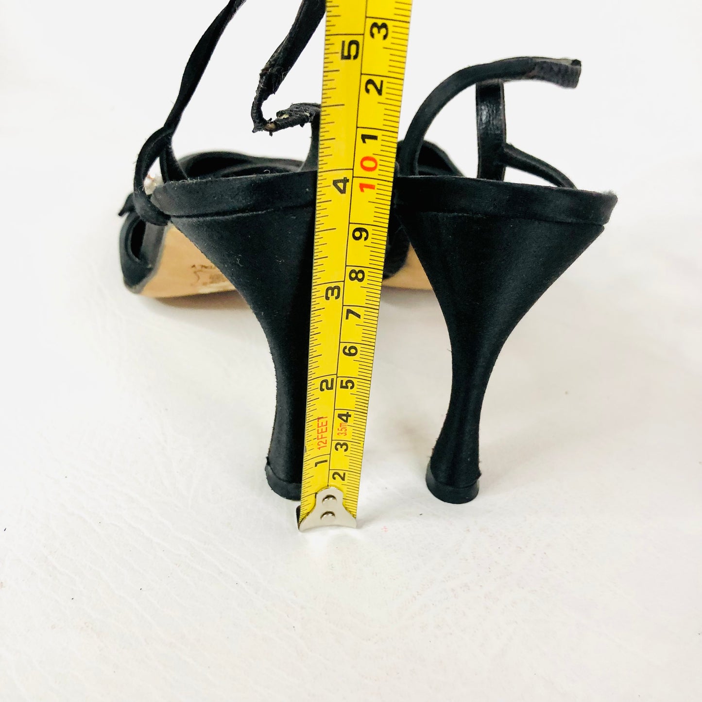 Vera Wang Vintage Black Satin Slingback Pump Court Shoes Evening Heels Size 5/6