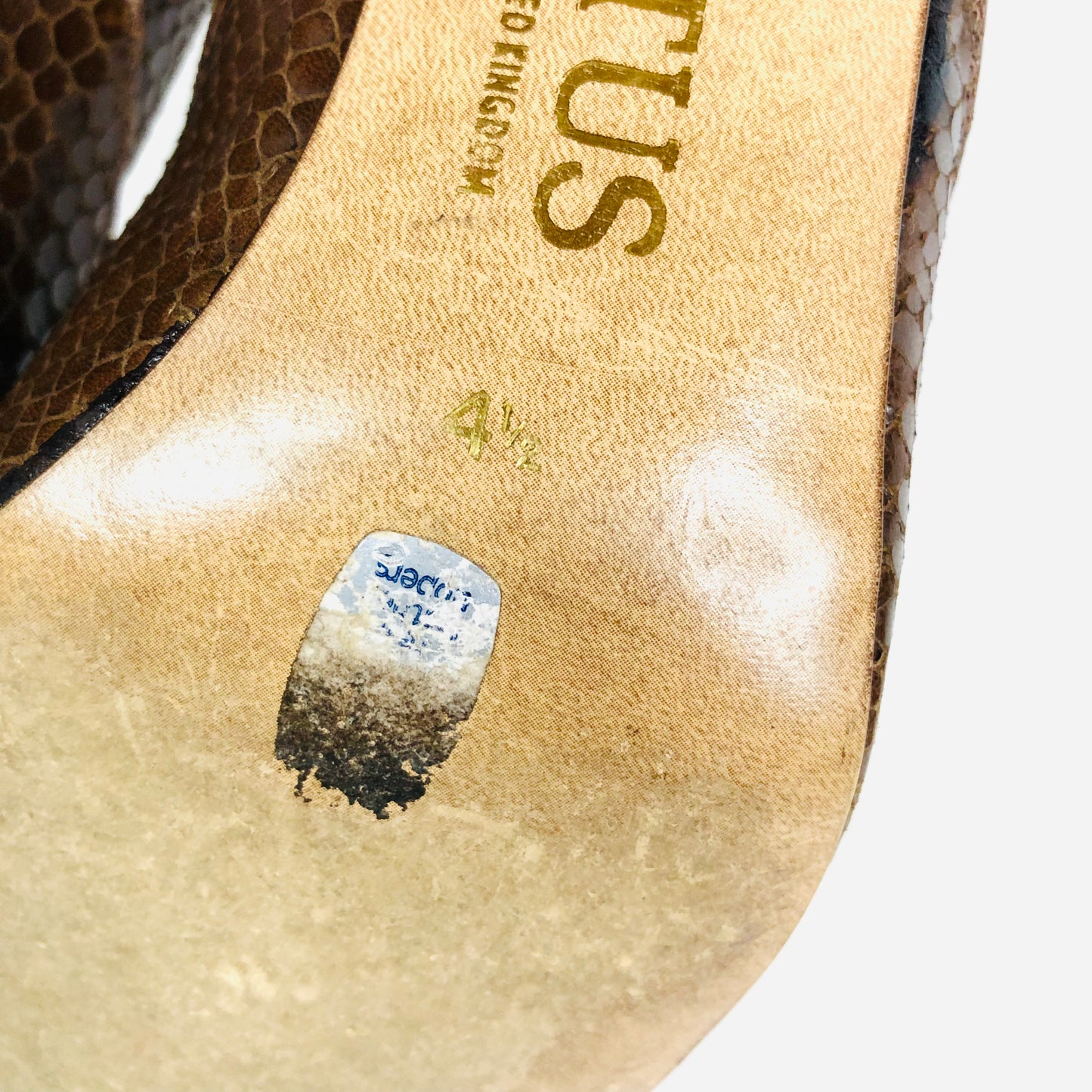 Lotus City Girl 1950s Brown Snakeskin Leather Heels Court Shoes Size 4.5 - Vintage
