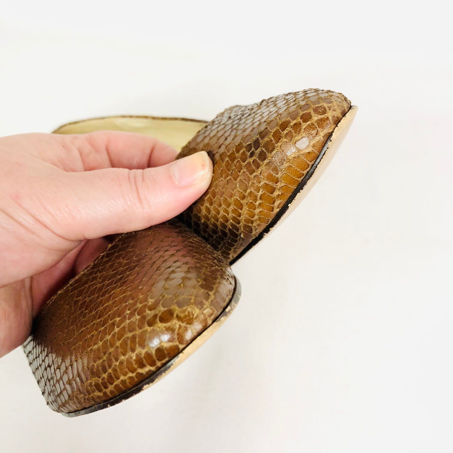 Lotus City Girl 1950s Brown Snakeskin Leather Heels Court Shoes Size 4.5 - Vintage