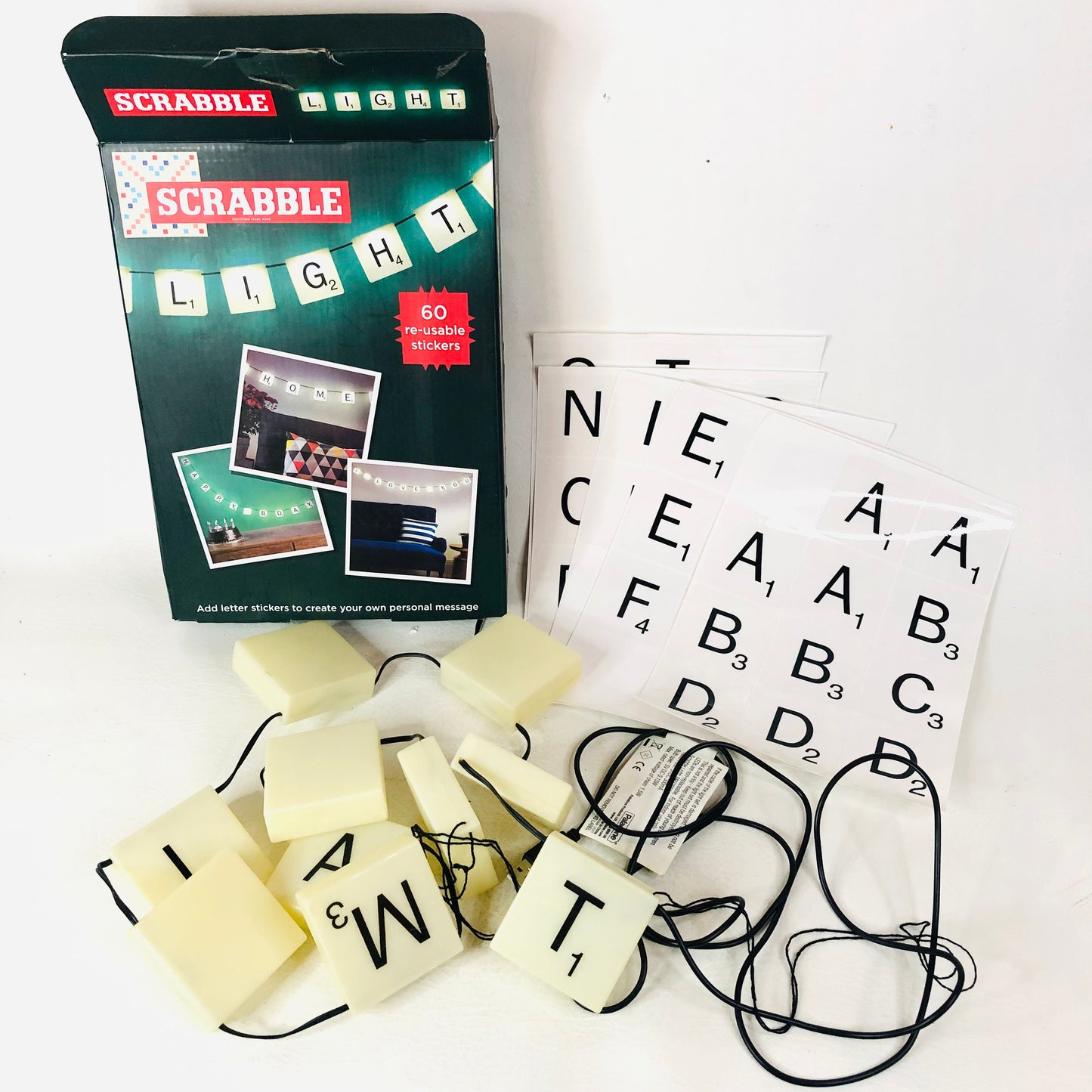 Scrabble String Lights LED Personalised 60 reusable letters Hanging wedding Home