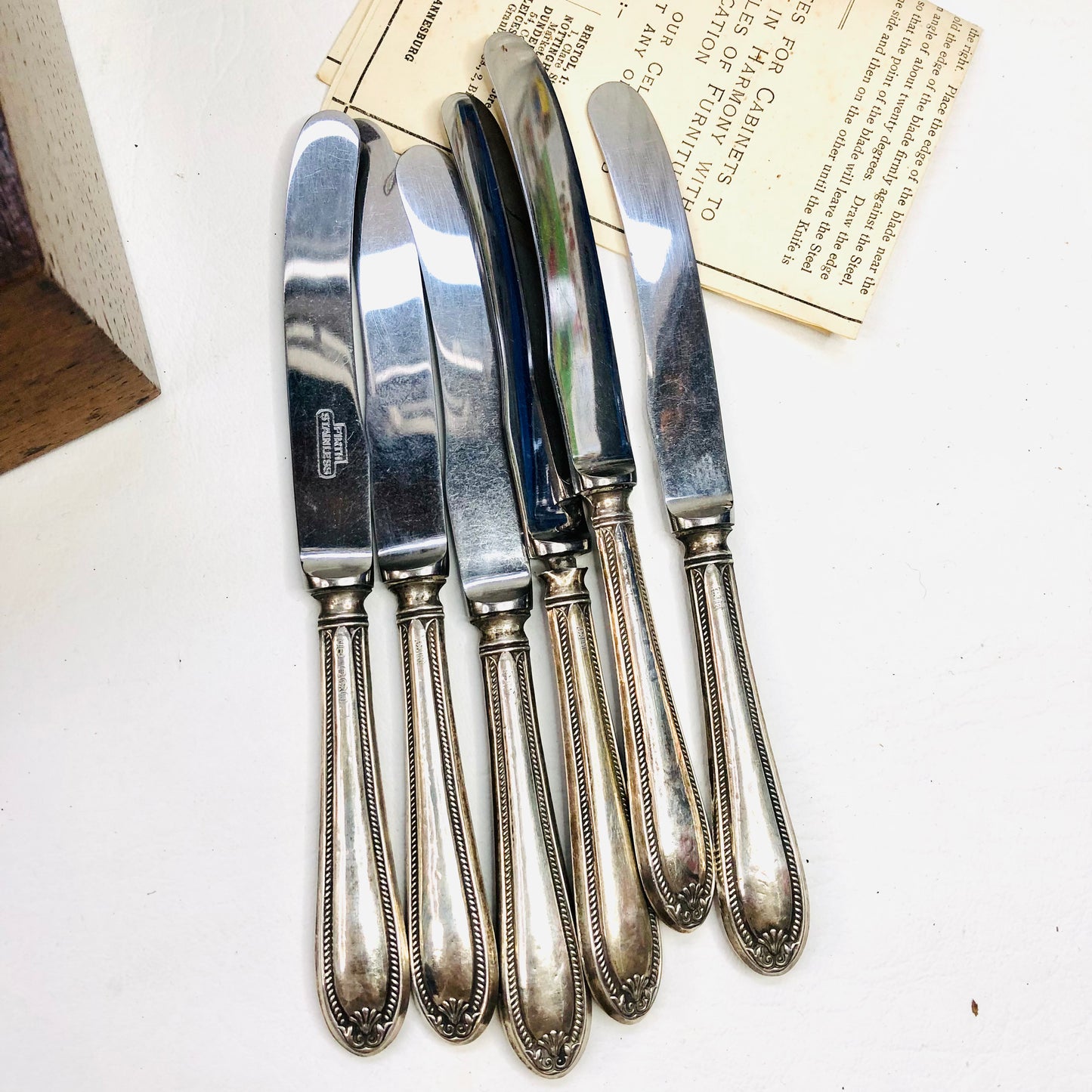 Walker & Hall 1930's art deco oak case silver cutlery canteen 50 piece Vintage