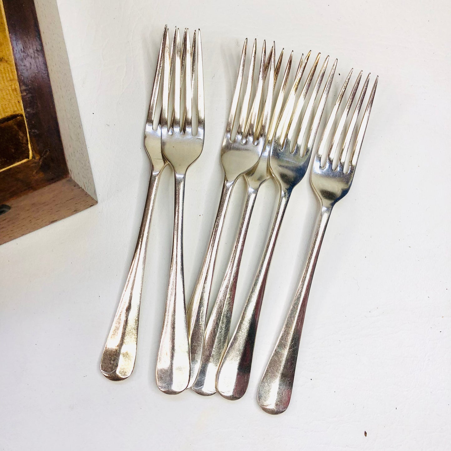 Walker & Hall 1930's art deco oak case silver cutlery canteen 50 piece Vintage
