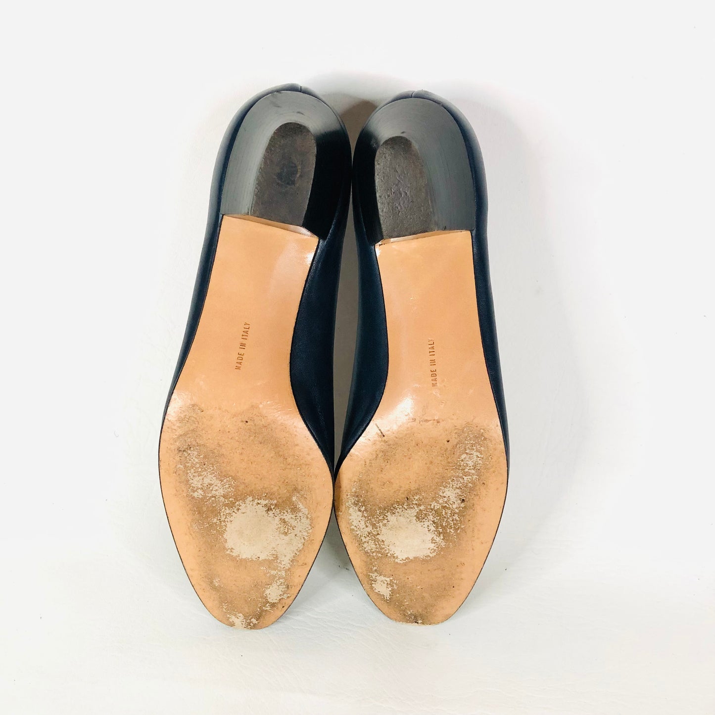 Salvatore Ferragamo Italy Navy Blue Logo Penny Loafer Fringe Heels Size 7B (UK 4)