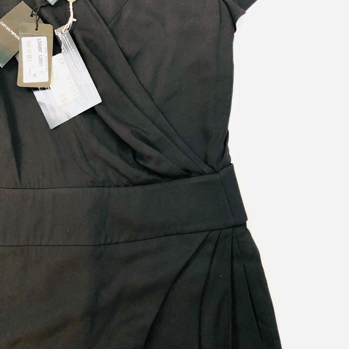 Emporio Armani black wrap style flutter sleeve shift dress size 42 (uk 12) New