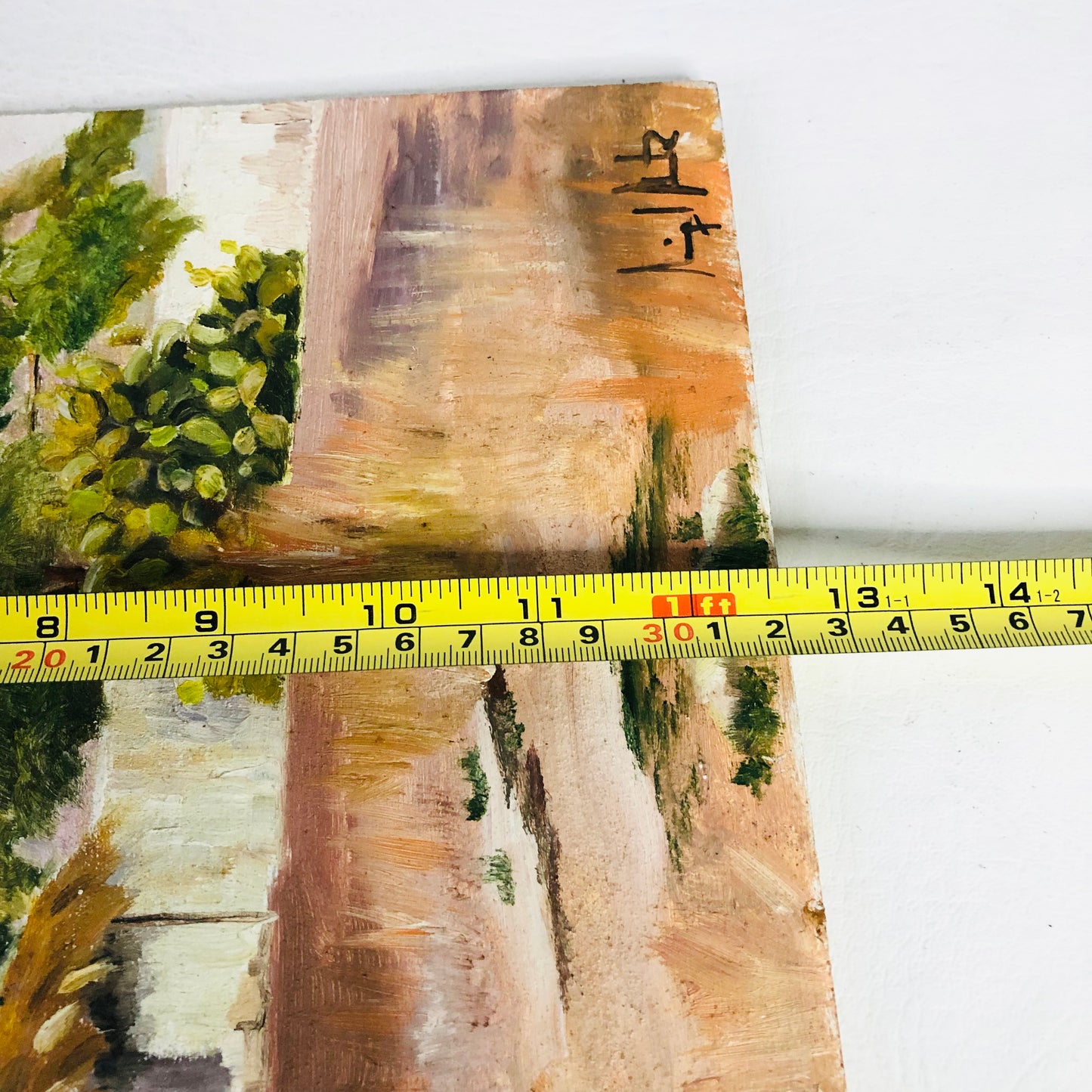 Original Oil? Painting On Board By Signed Unknown Artist Unframed Wood Panel
