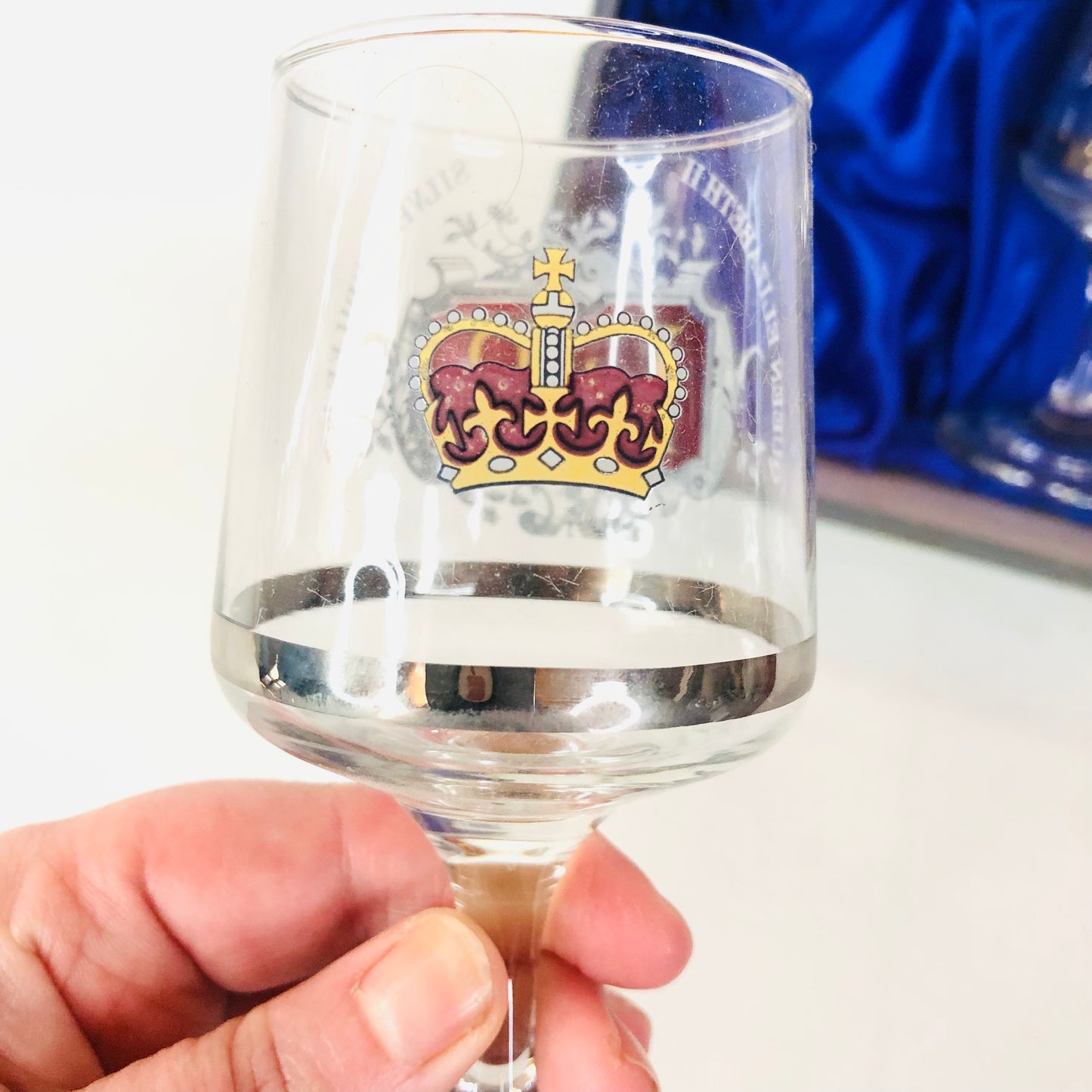 Pair Of Two Vintage Royal Queen Elizabeth II Silver Jubilee Glasses Boxed 1977