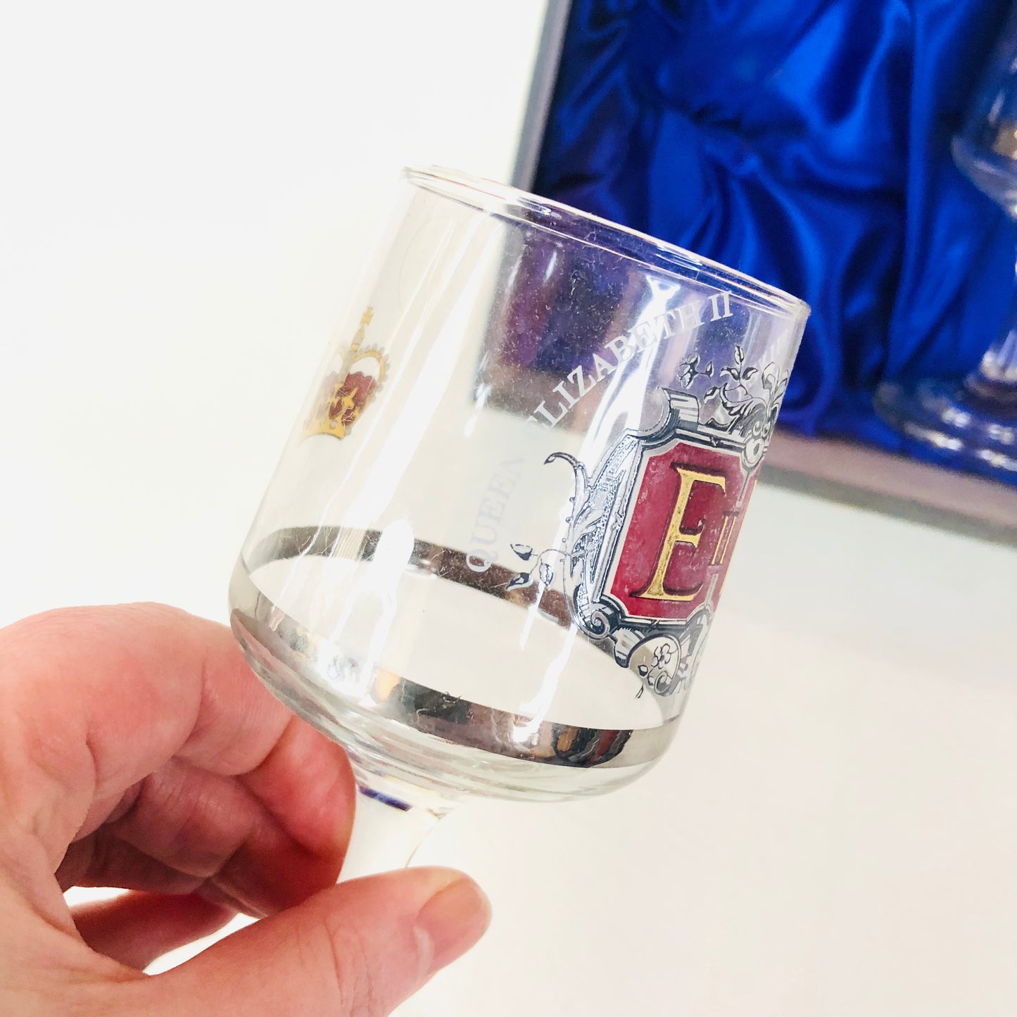 Pair Of Two Vintage Royal Queen Elizabeth II Silver Jubilee Glasses Boxed 1977