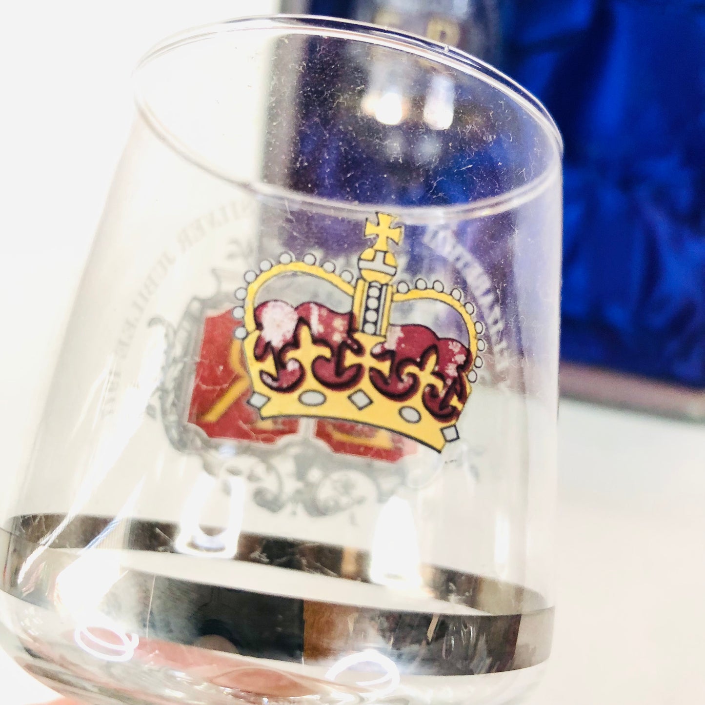 Pair Of Two Vintage Royal Queen Elizabeth II Silver Jubilee Glasses Boxed 1977
