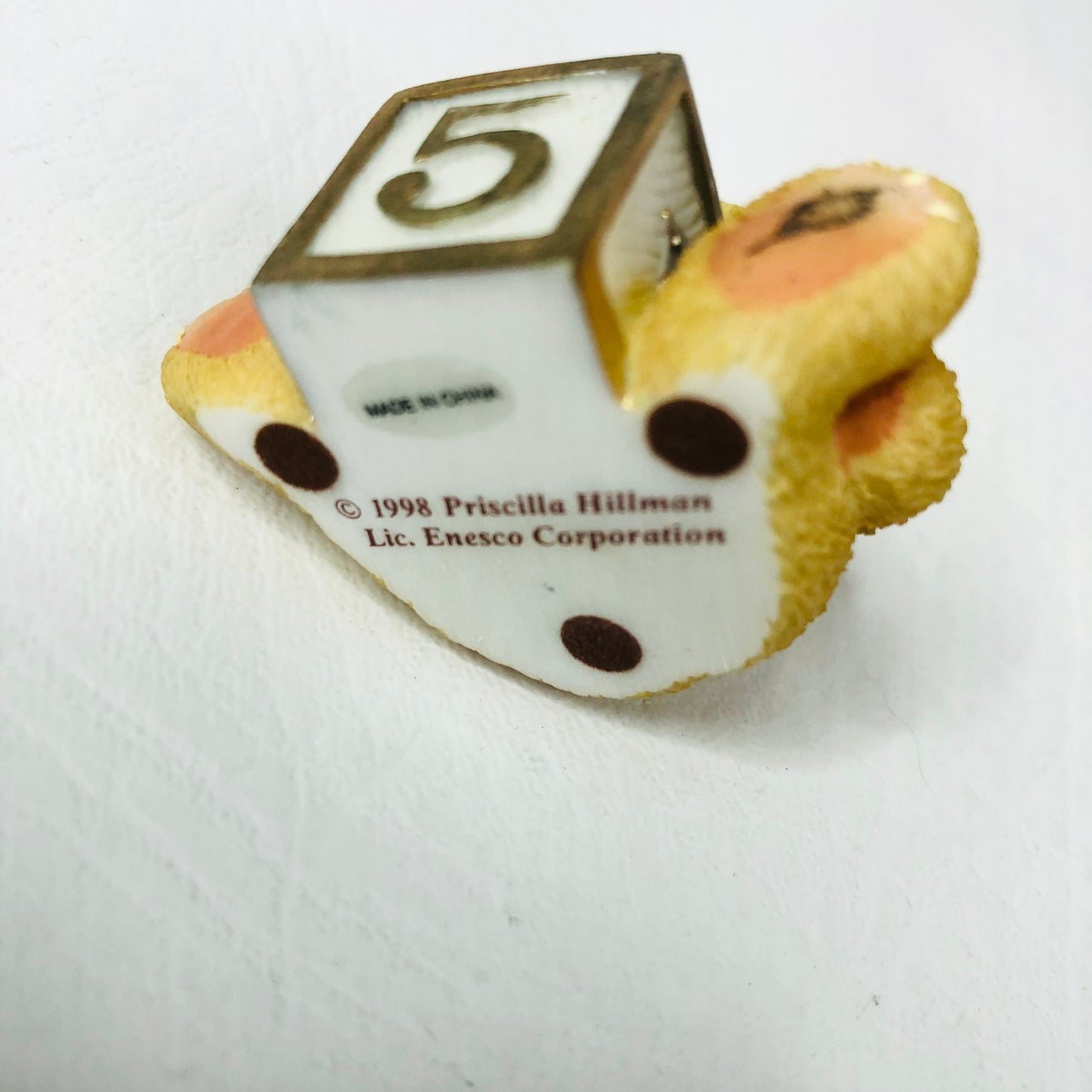 Cherished Teddies with '5' Number Block Vintage 1998 Pricilla Hillman Enesco