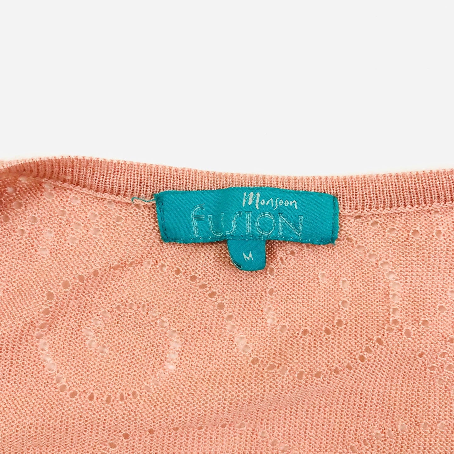 Monsoon Fusion Light Pink Balloon 3/4 Sleeve Tie Cardigan Size M