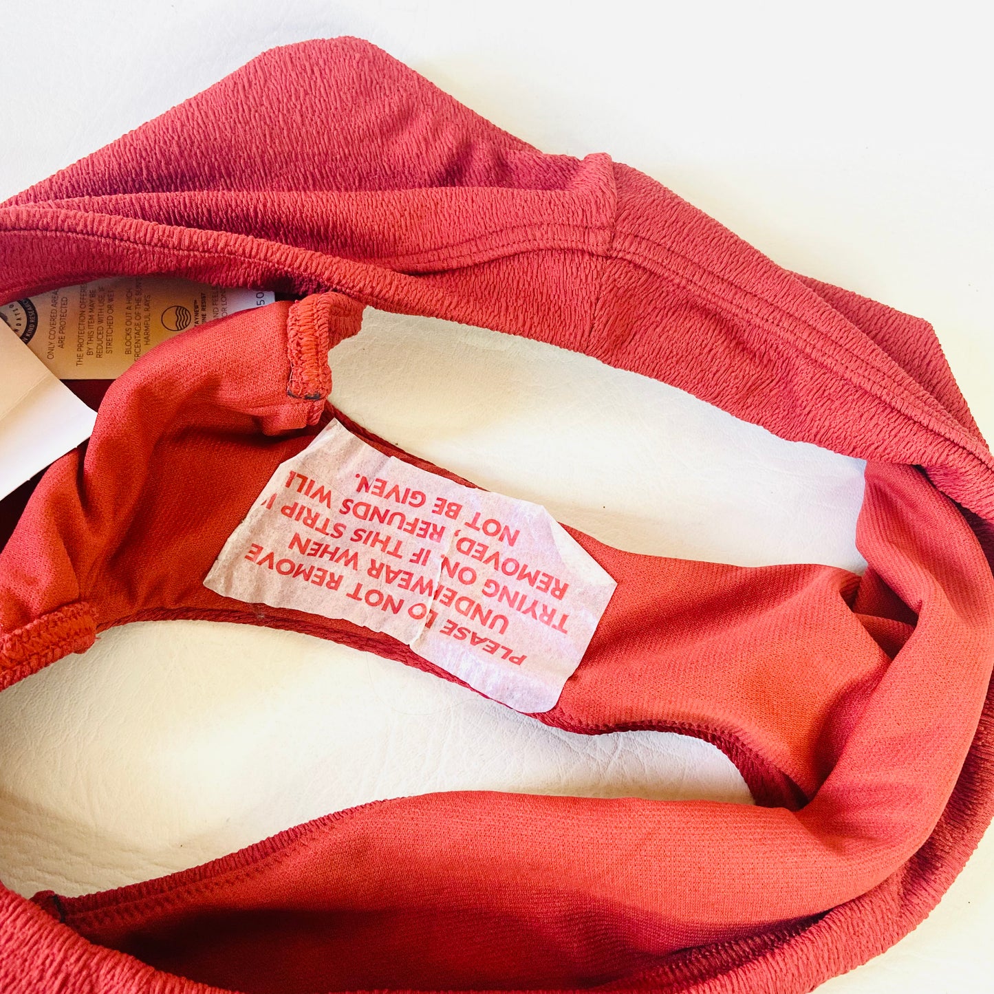 Marks & Spencer (M&S) | Copper Red | Textured High-Waist Bikini Bottoms | Size 16 | NEW | UPF 50+