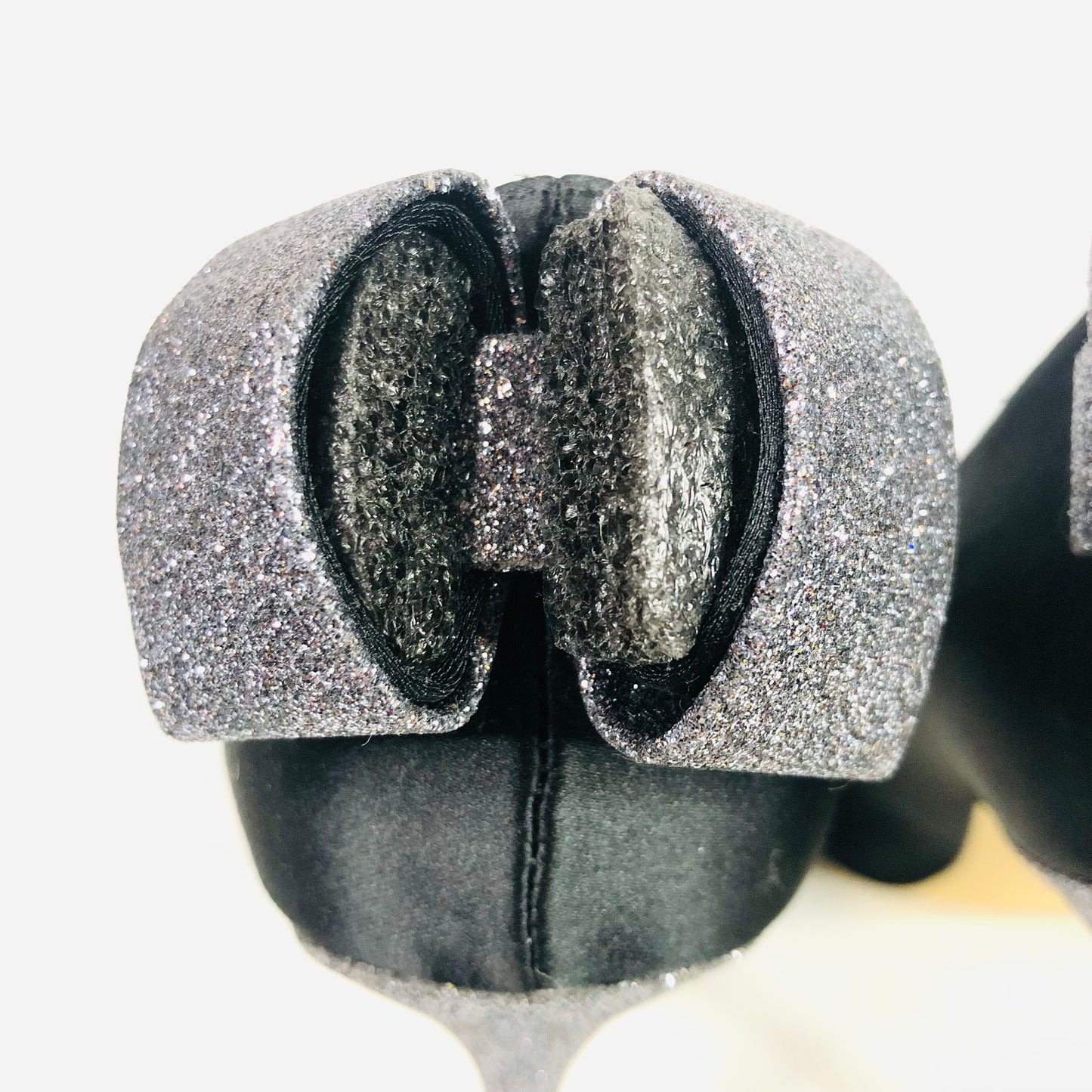 ENZO ANGIOLINI Padilla Black Satin Glitter Back Bow Court Heels Size uk 6 New
