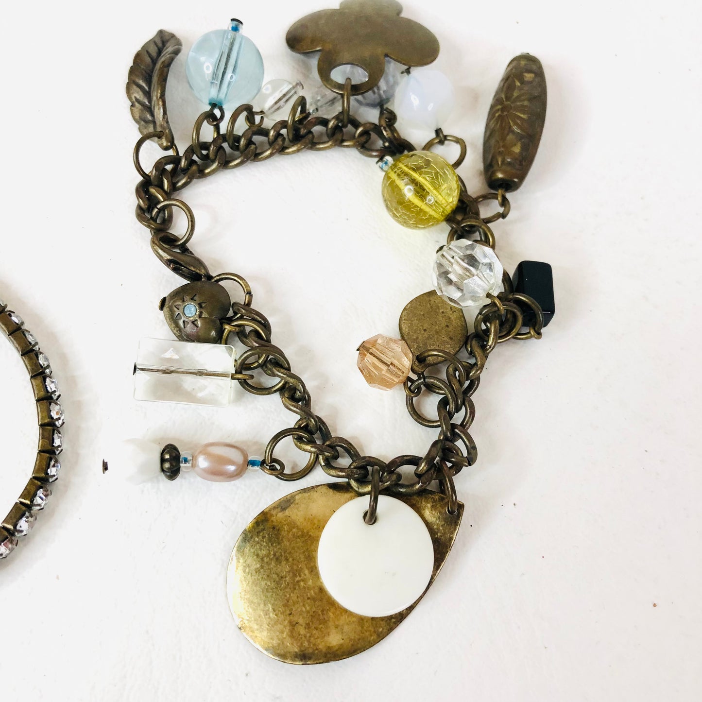 Bundle Of Three Bracelets - Beaded, Charm & Diamanté - Boho Retro