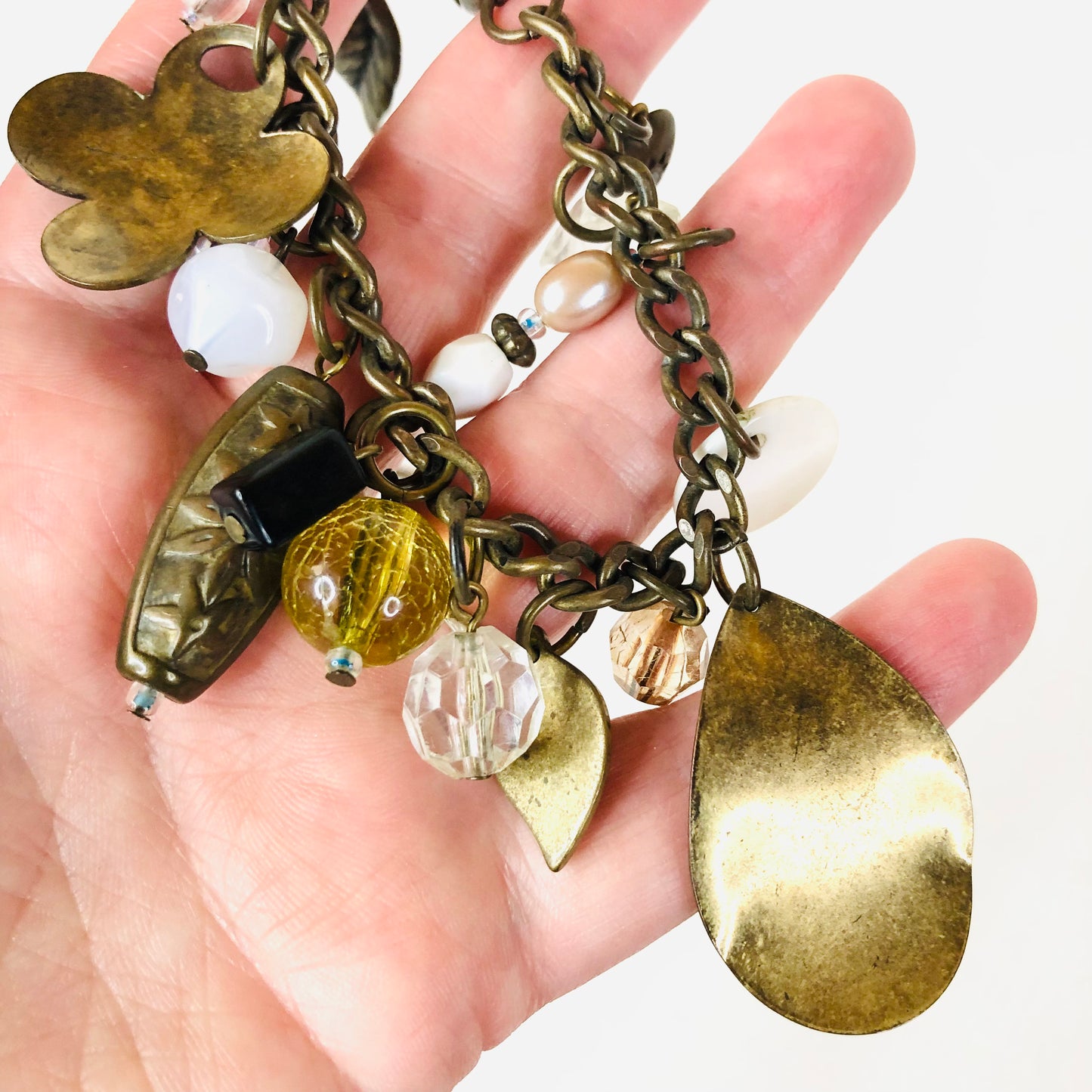 Bundle Of Three Bracelets - Beaded, Charm & Diamanté - Boho Retro