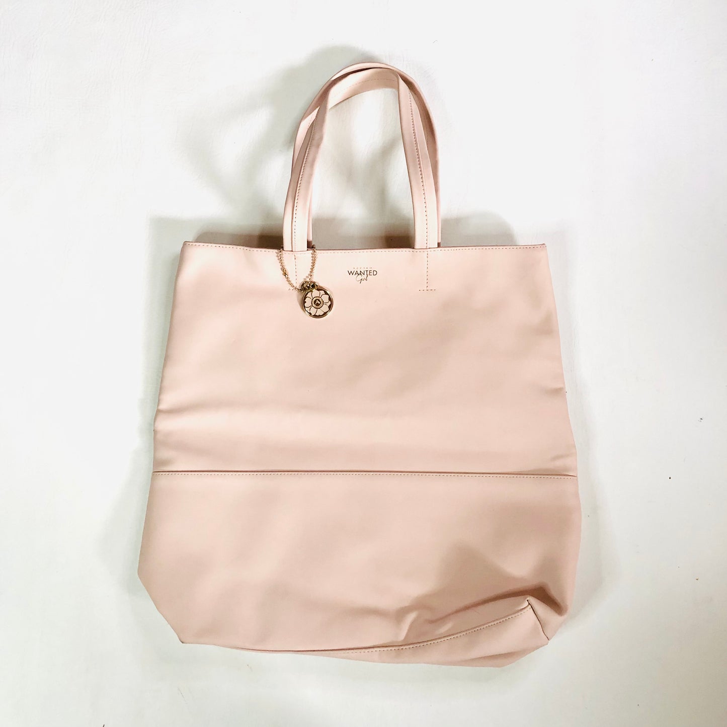 Azzaro Wanted Girl Light Blush Pink Tote Bag purse with charm Faux Leather