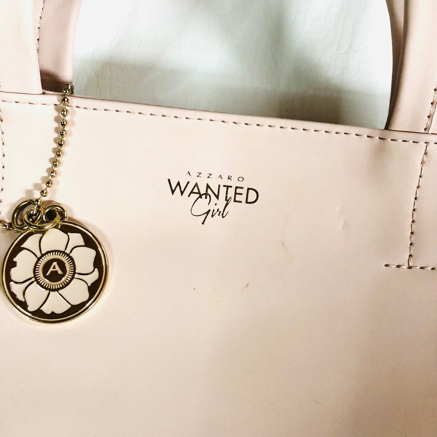 Azzaro Wanted Girl Light Blush Pink Tote Bag purse with charm Faux Leather