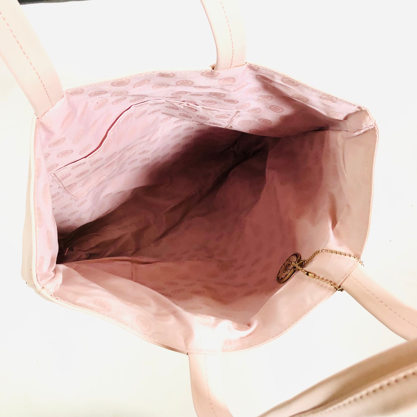 Azzaro Wanted Girl Light Blush Pink Tote Bag purse with charm Faux Leather