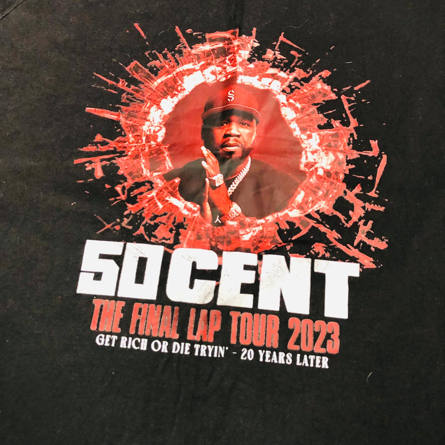 50 Cent T-Shirt Ladies Black The Final Lap Tour 2023 Size Large NEW