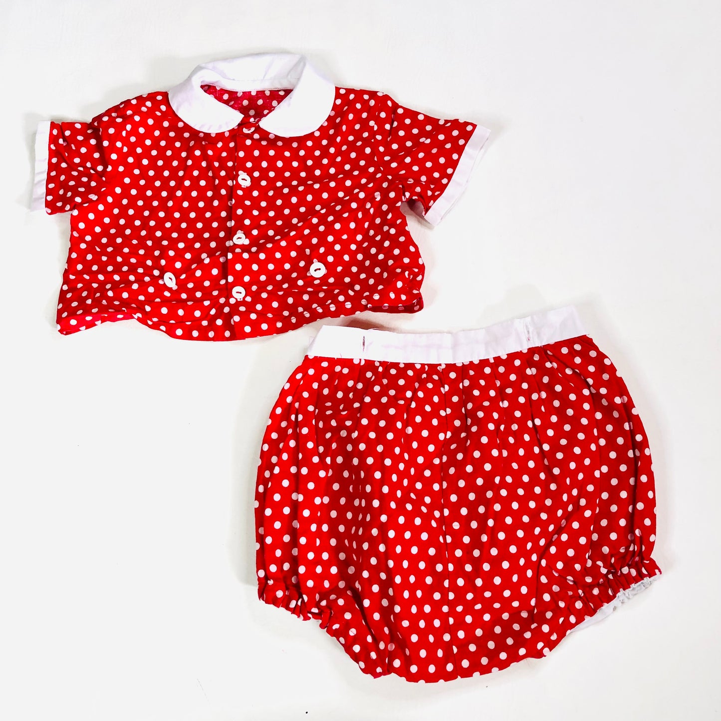 Vintage-Style Baby Girl Red Polka Dot 2-Piece Outfit 3-6M Adorable Retro Look!