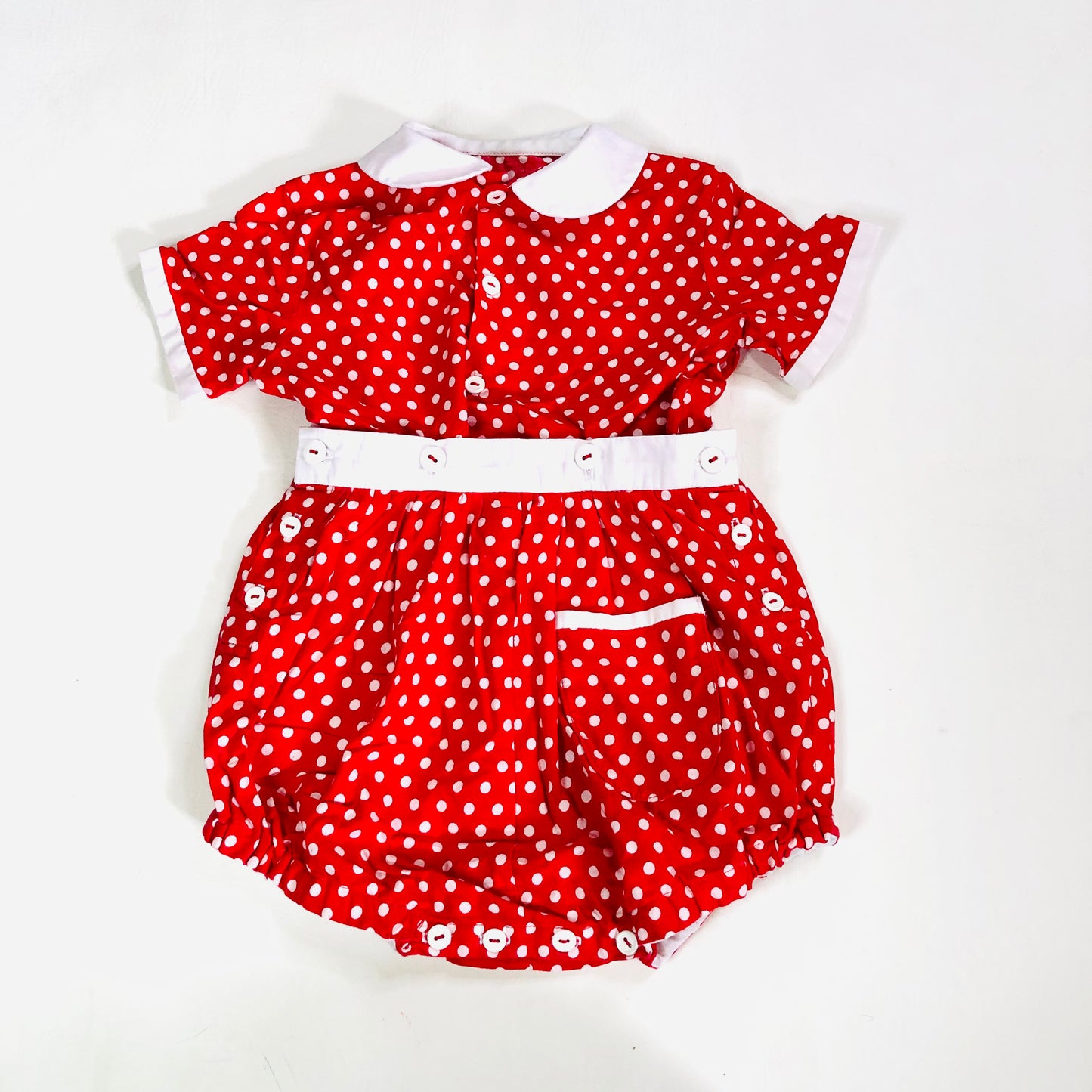Vintage-Style Baby Girl Red Polka Dot 2-Piece Outfit 3-6M Adorable Retro Look!