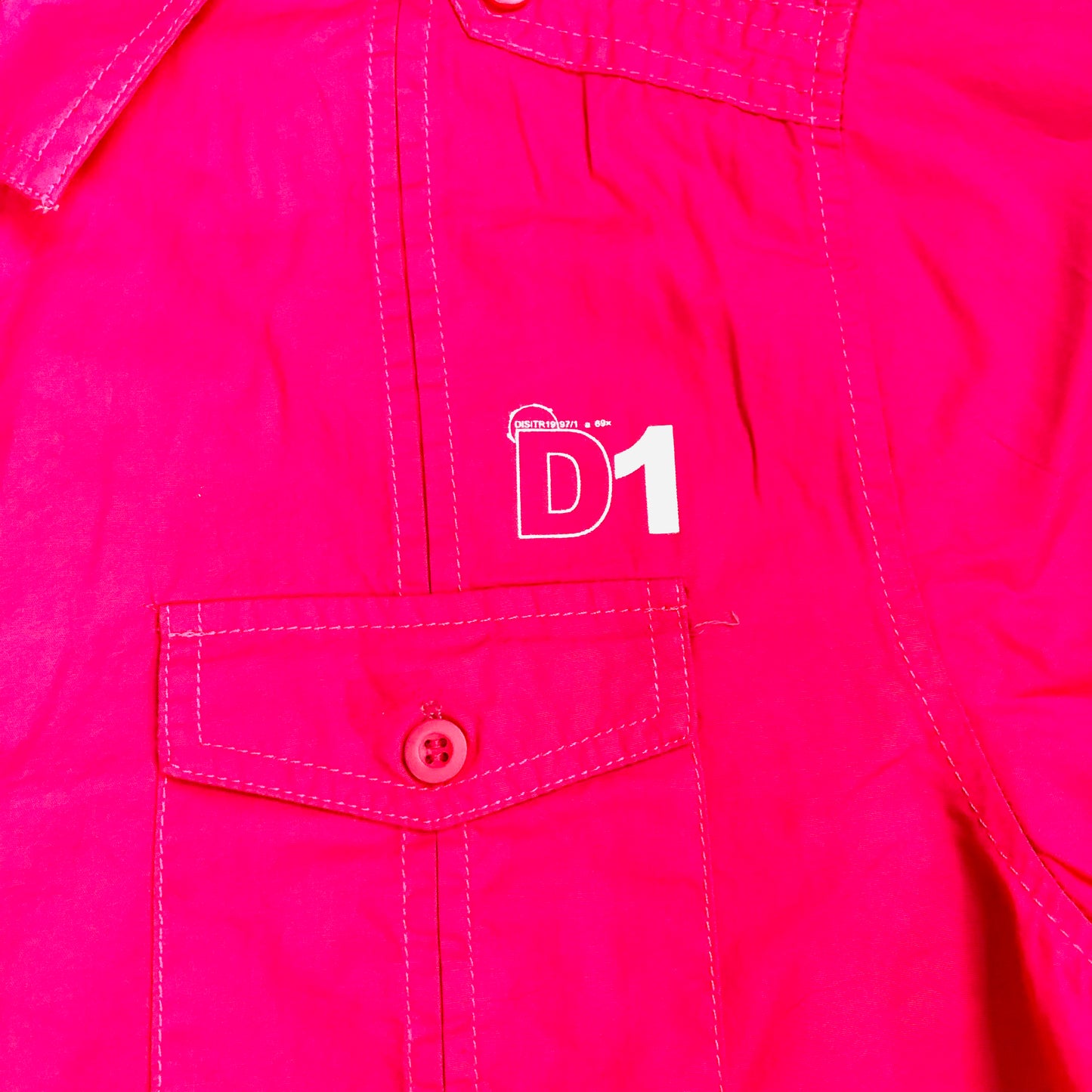 Urban Spirit Y2K Short Sleeve Hot Fuchsia Pink Mens Casual Shirt Size Medium
