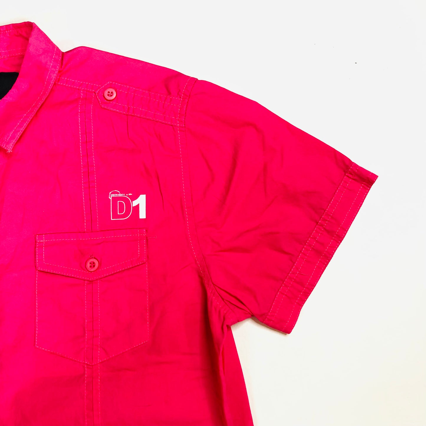 Urban Spirit Y2K Short Sleeve Hot Fuchsia Pink Mens Casual Shirt Size Medium