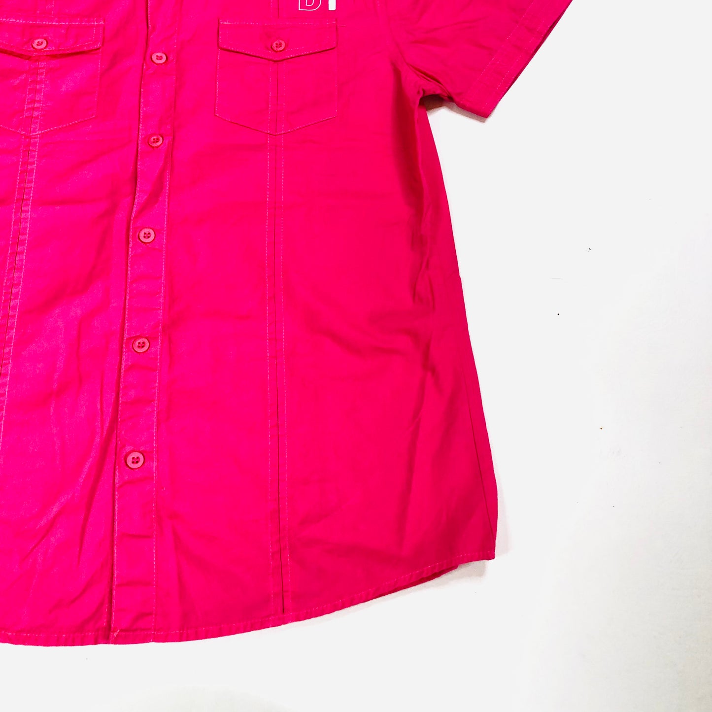 Urban Spirit Y2K Short Sleeve Hot Fuchsia Pink Mens Casual Shirt Size Medium