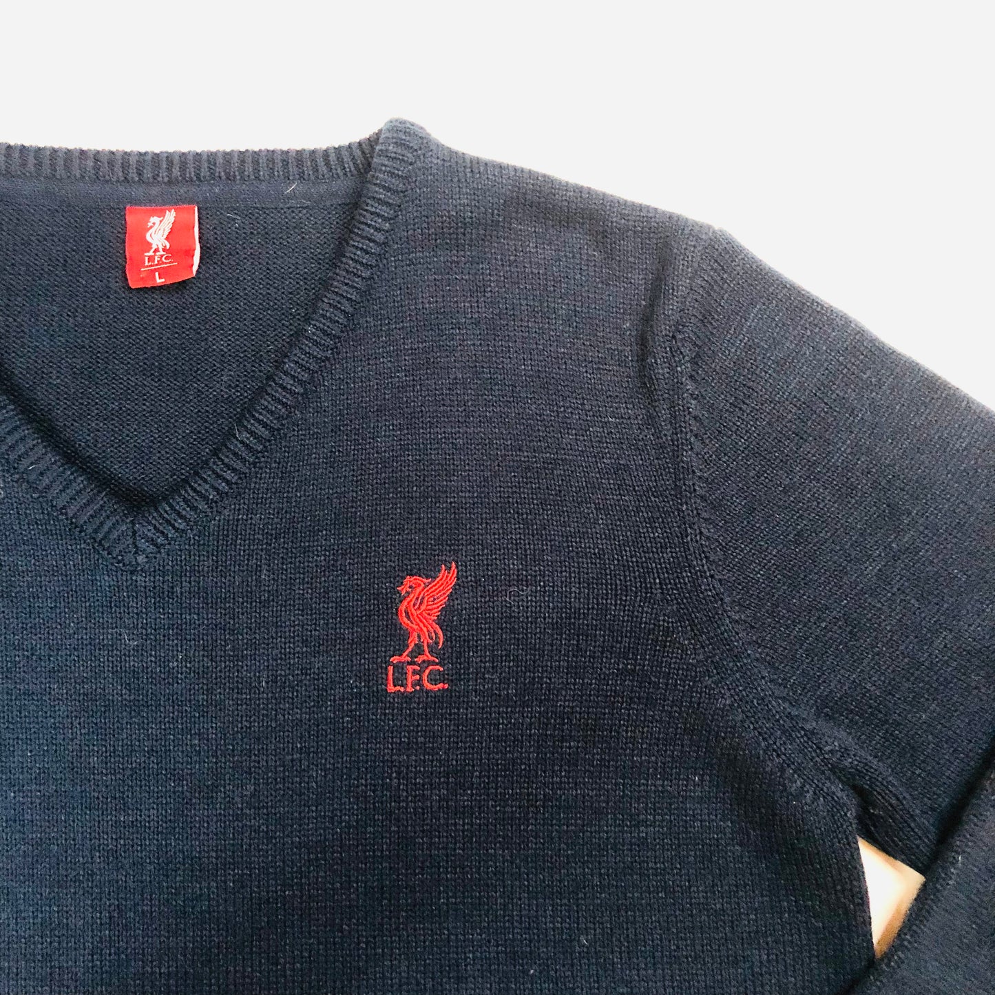 Liverpool Football Club L.F.C Mens Navy Blue Knit V-Neck jumper Size Large