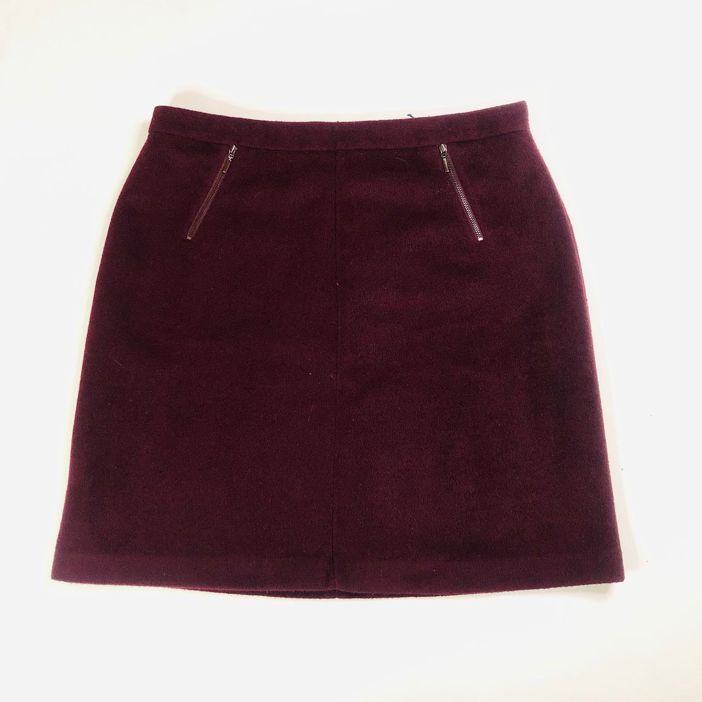 M&S Collection Burgundy Wool Blend Textured A-Line Short Skirt Size 16 NEW