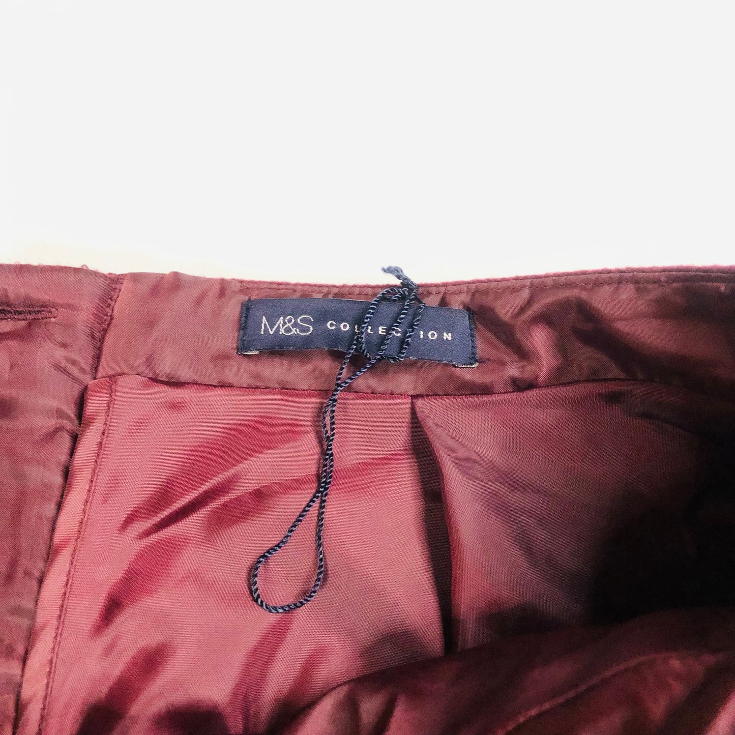 M&S Collection Burgundy Wool Blend Textured A-Line Short Skirt Size 16 NEW