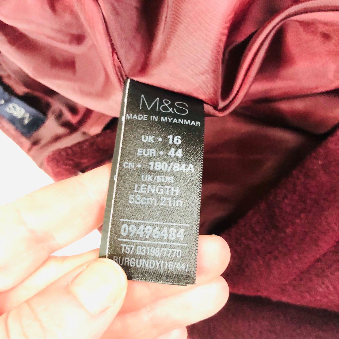 M&S Collection Burgundy Wool Blend Textured A-Line Short Skirt Size 16 NEW