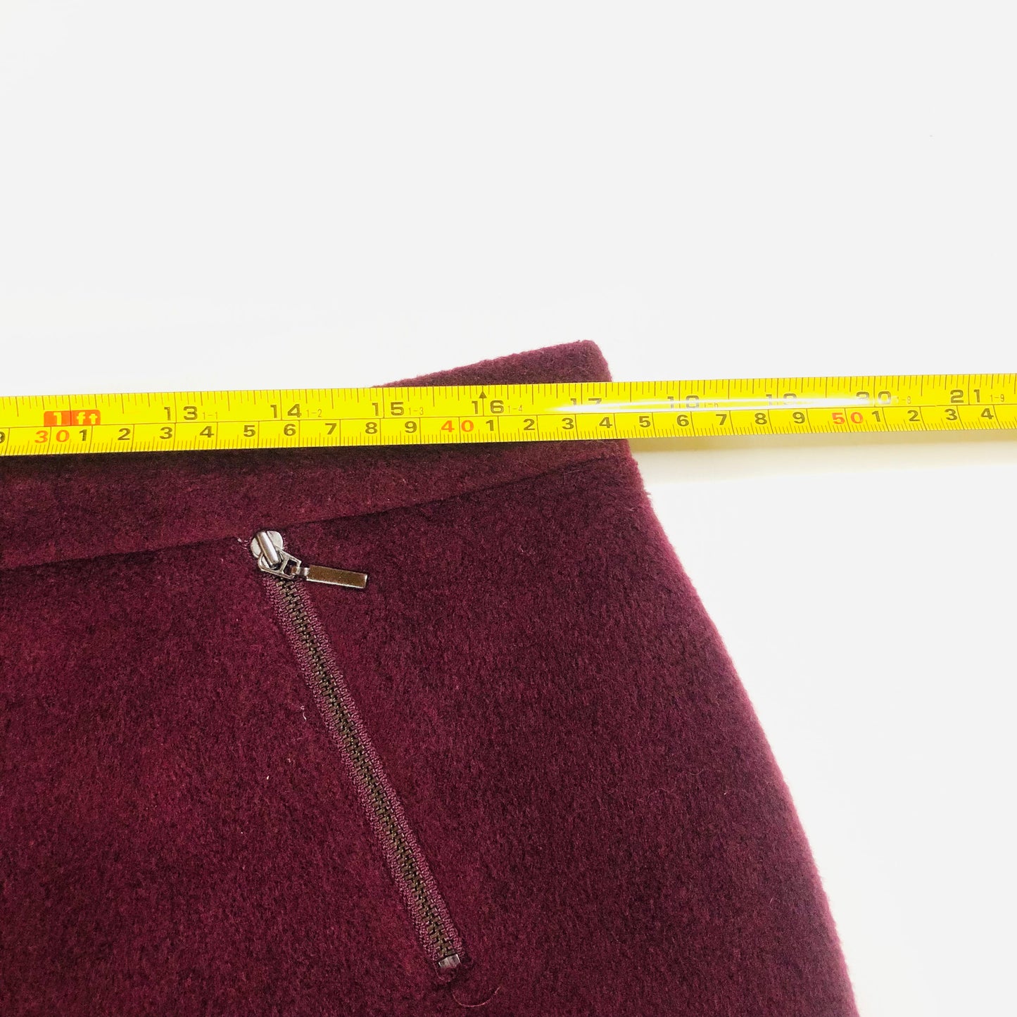 M&S Collection Burgundy Wool Blend Textured A-Line Short Skirt Size 16 NEW