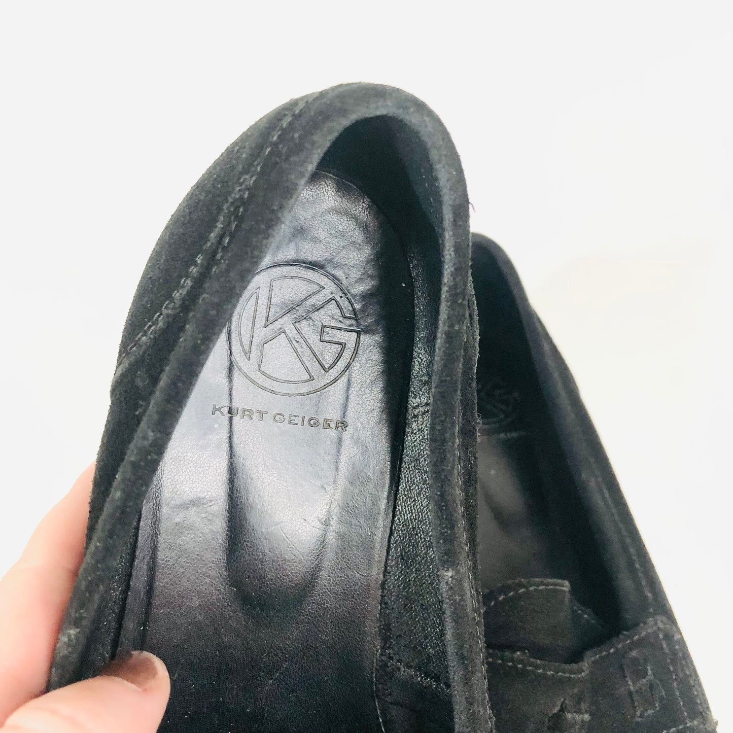 Kurt Geiger Black Suede Leather Tassel Loafers Flat Size UK 6 (39) Work / Casual