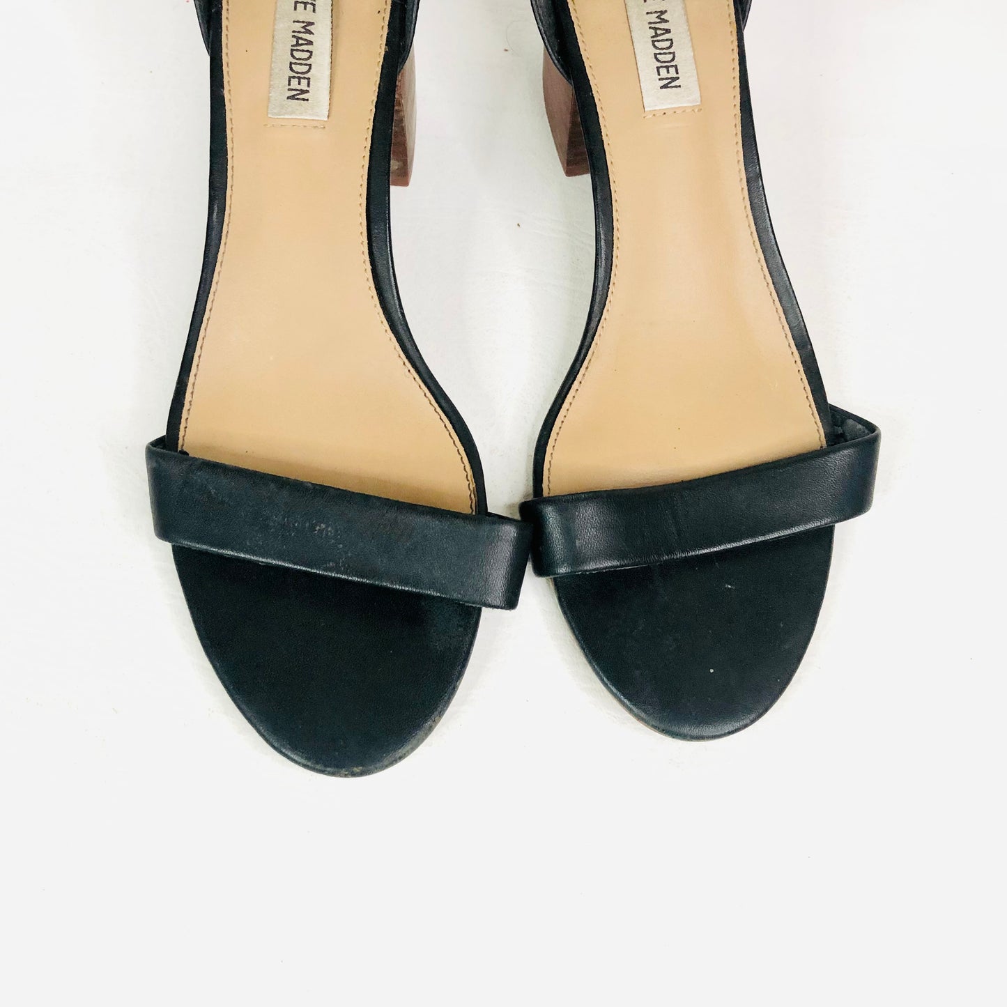 Steve Madden Irenee Black & Brown Leather Ankle Strap Open Toe Sandal Size 6 (39)